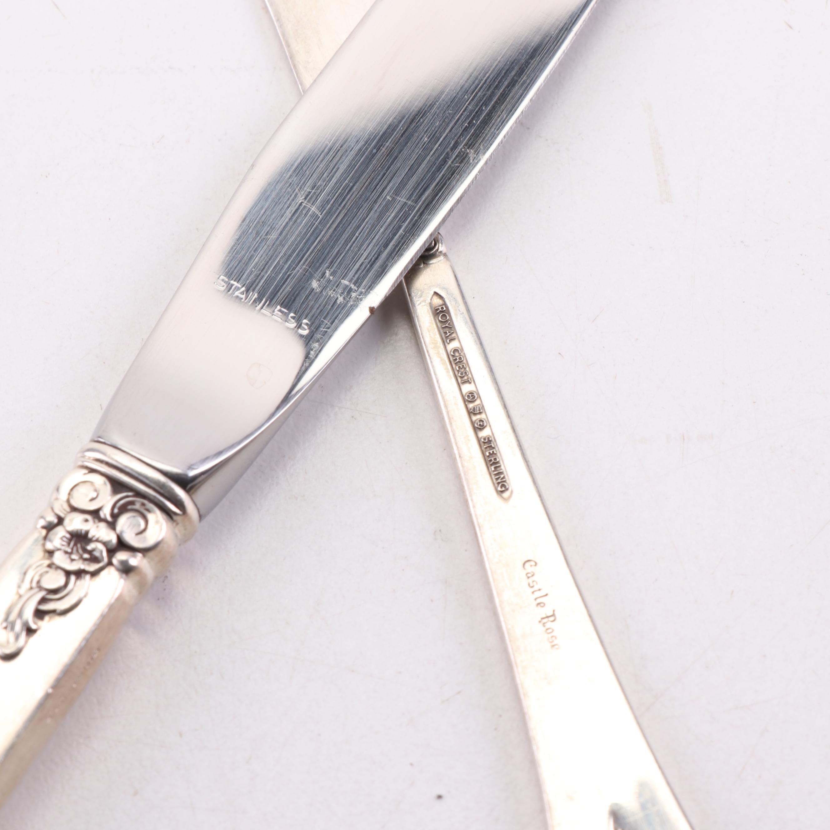 Royal Crest "Castle Rose" Sterling Silver Flatware and Prestige Silver Plate