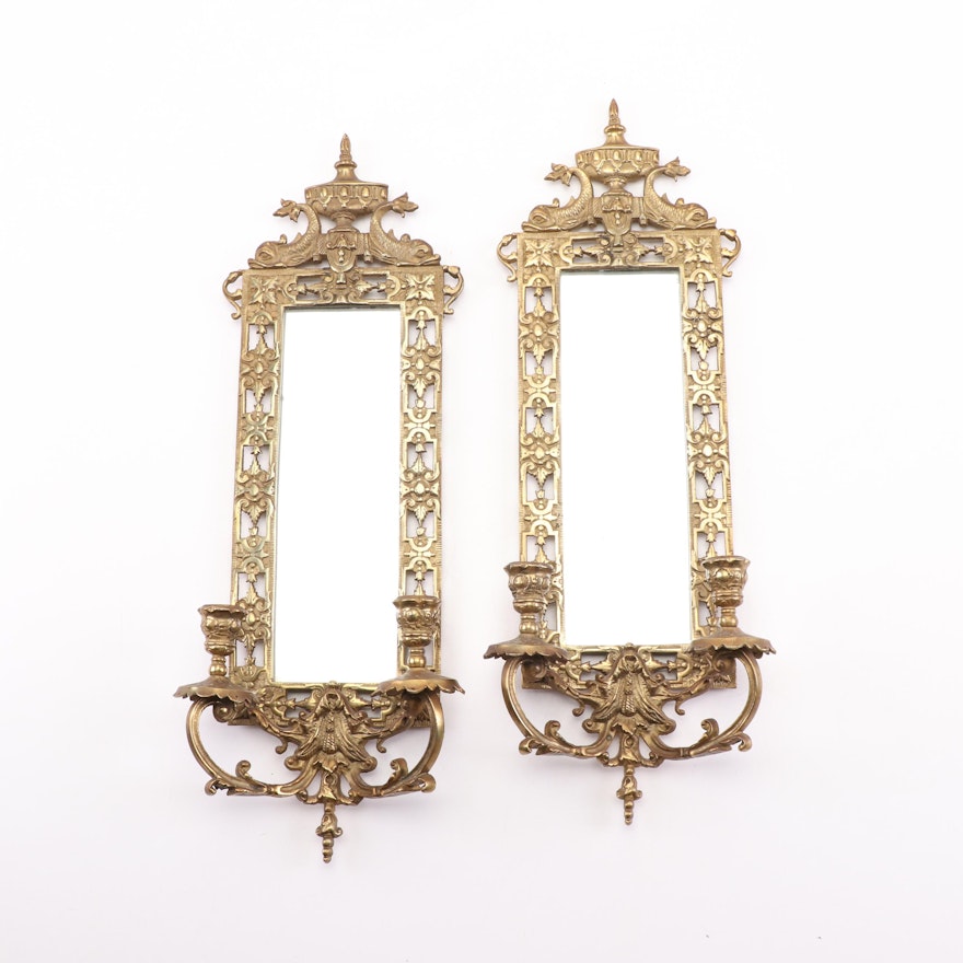 Regency Style Cast Brass Girandole Mirrors, Late 19th to Early 20th Century