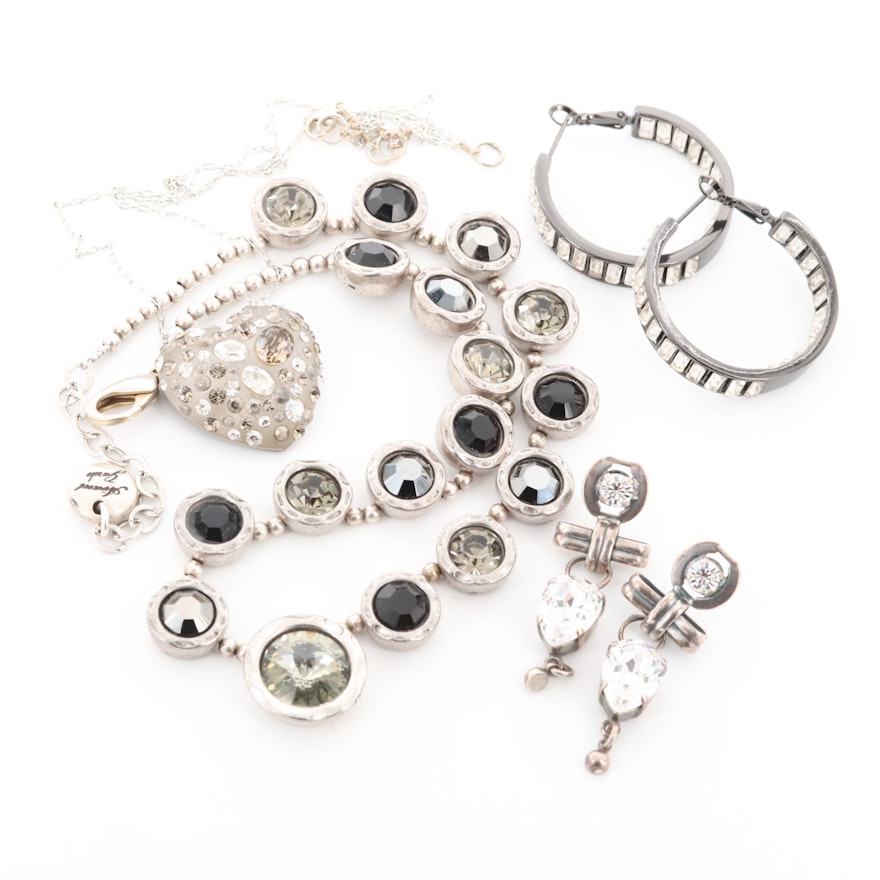 Necklaces and Earrings Featuring Alexis Bittar, Sterling, Rhinestones and Lucite
