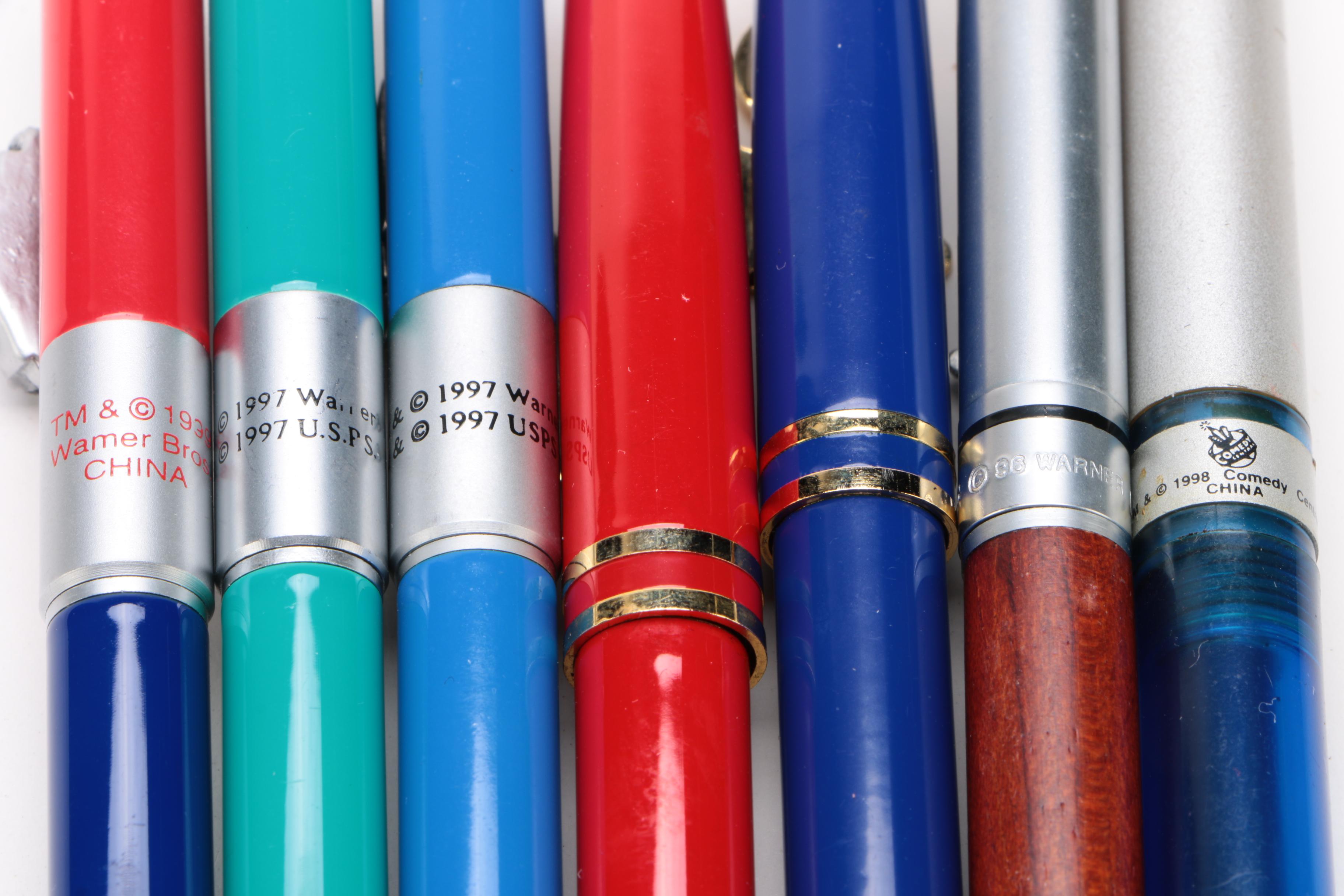 Character Ballpoint Pens Including Disney and Warner Brothers, 1990s