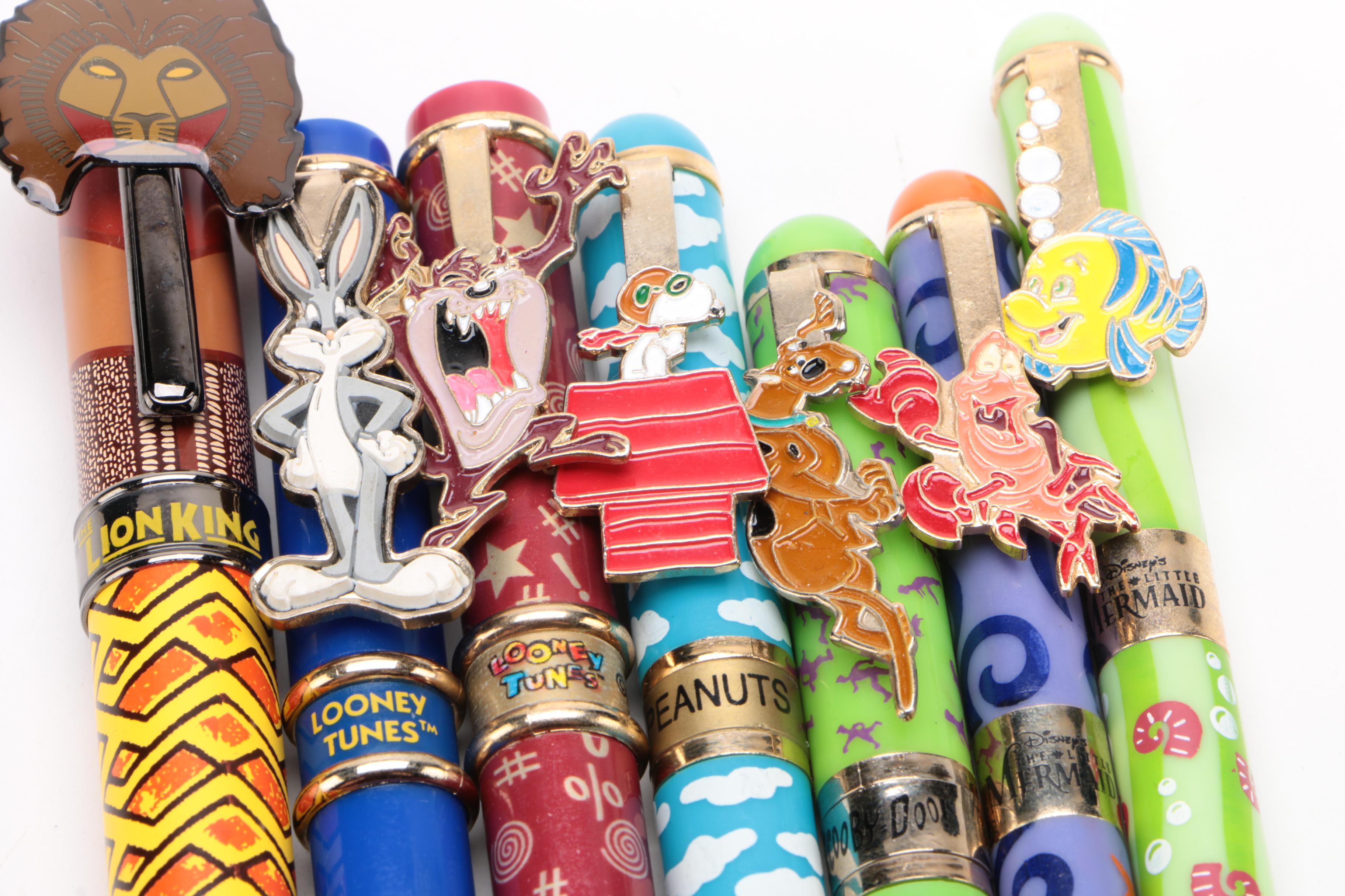 Character Ballpoint Pens Including Disney and Warner Brothers, 1990s