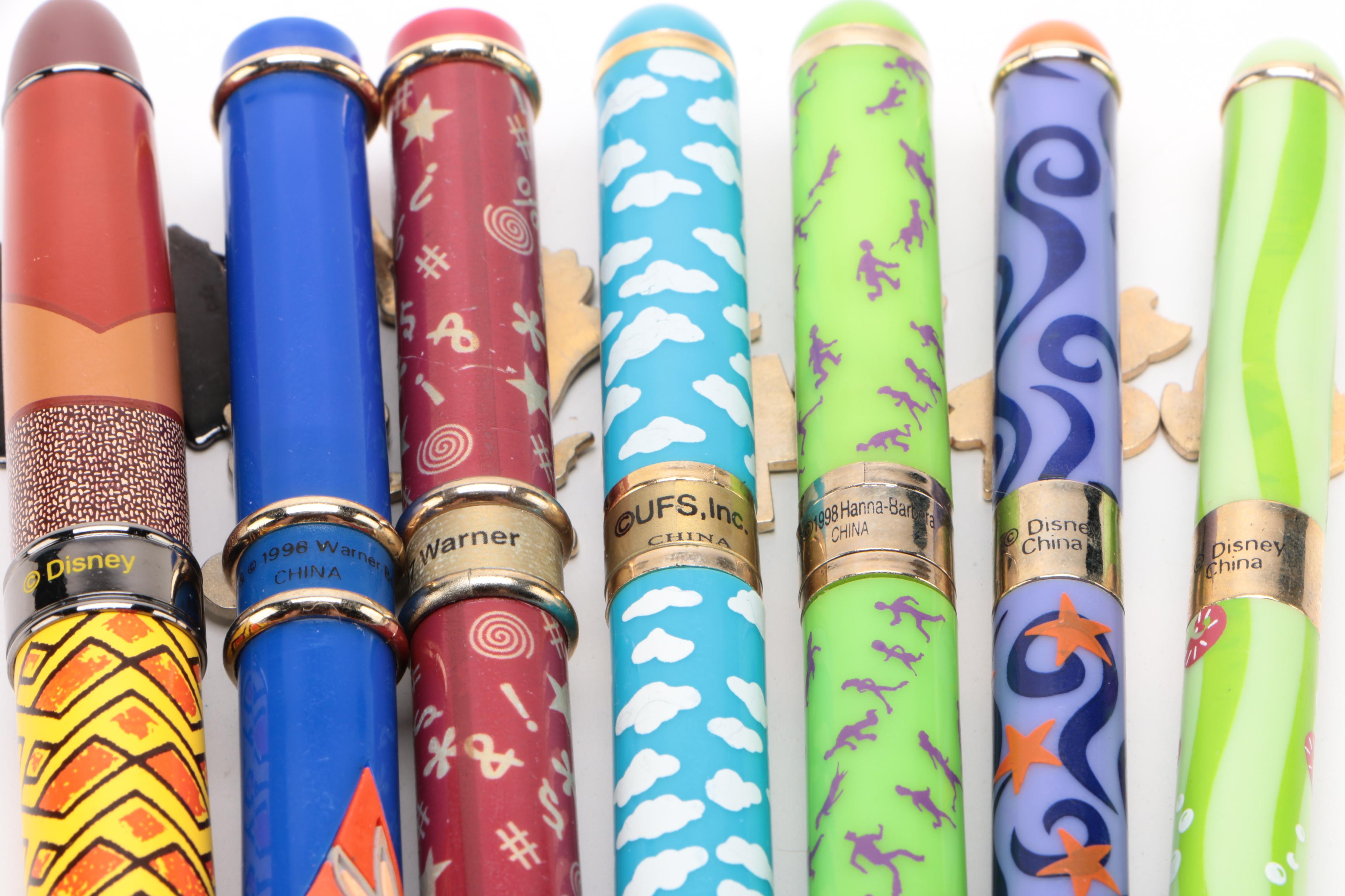 Character Ballpoint Pens Including Disney and Warner Brothers, 1990s