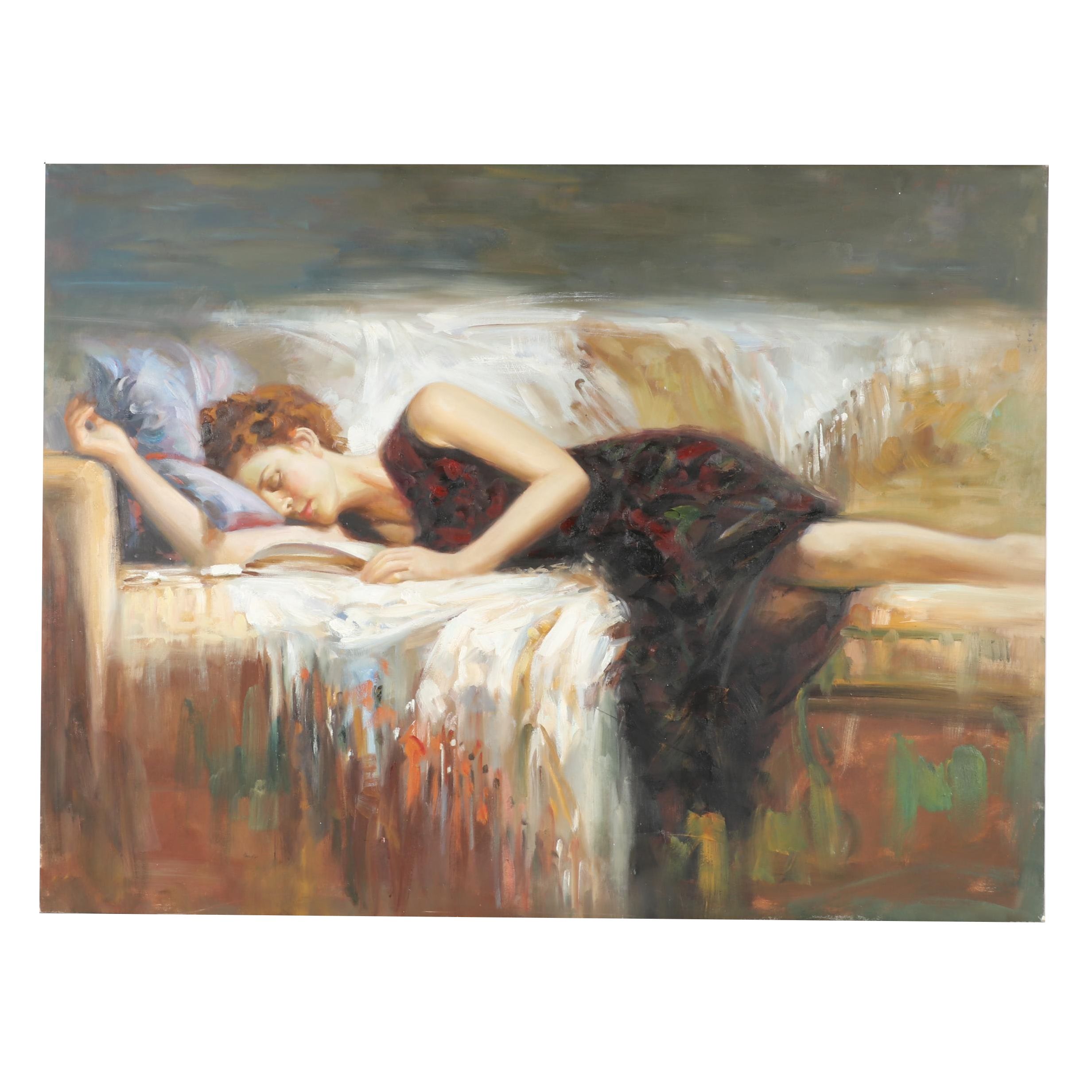 Oil Painting of Sleeping Woman