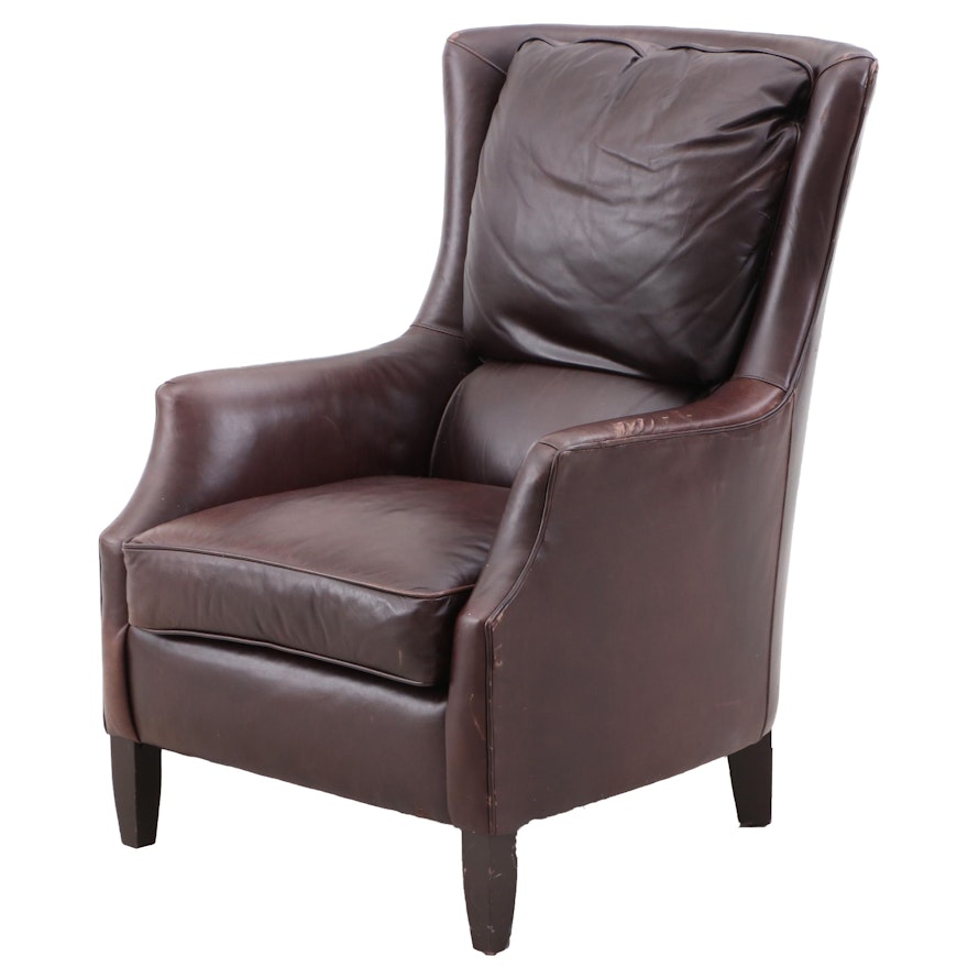 Arhaus Furniture, "Alex" Brown Leather Armchair