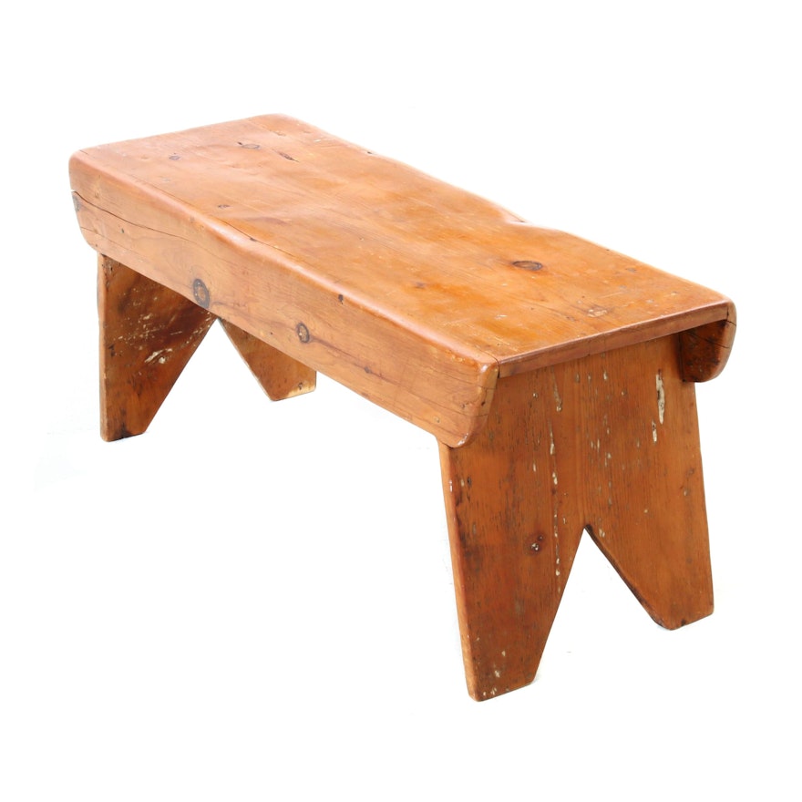 Pine Bench with Boot-Jack Ends, Early 19th Century
