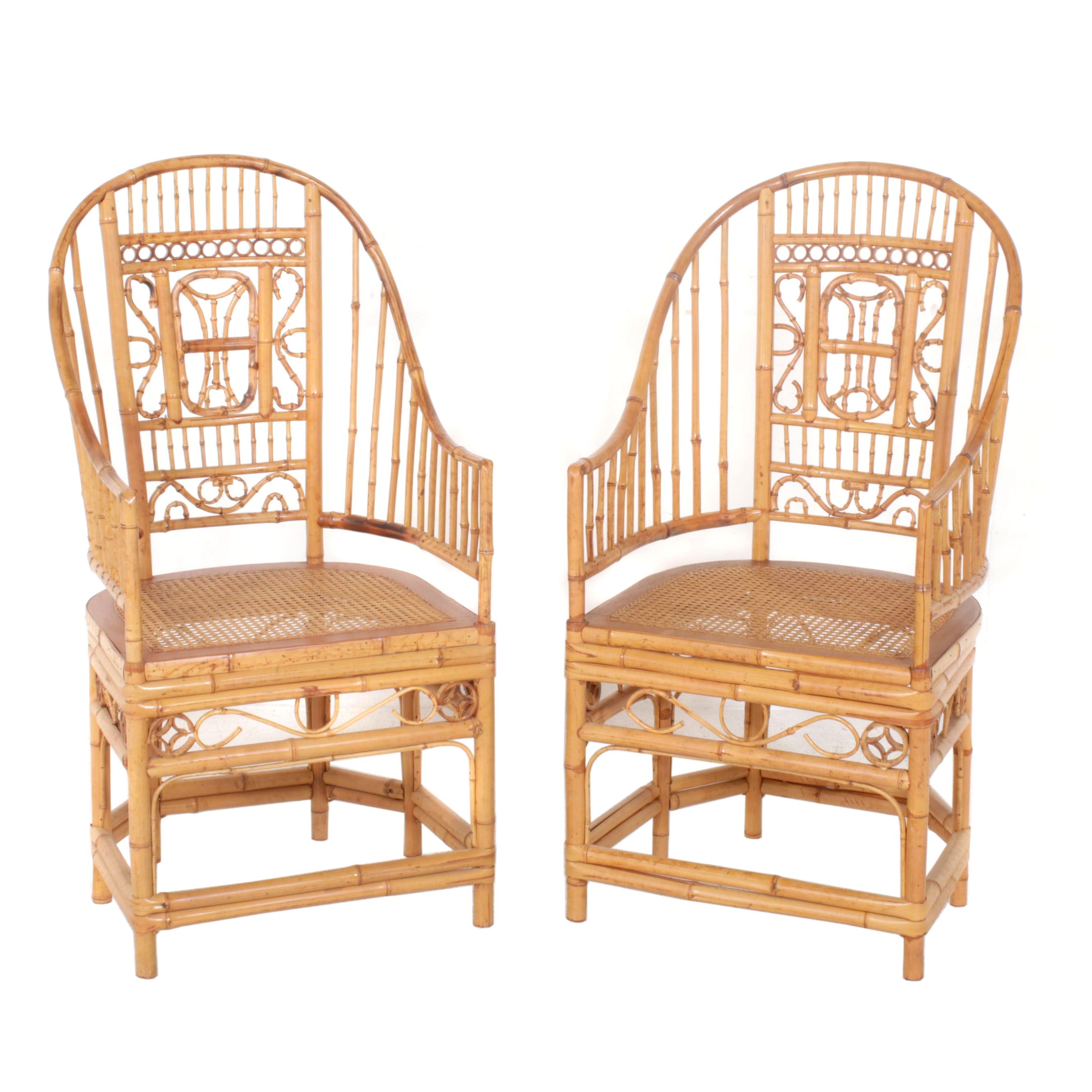 Thomasville Rattan and Bamboo Chairs, Set of Two