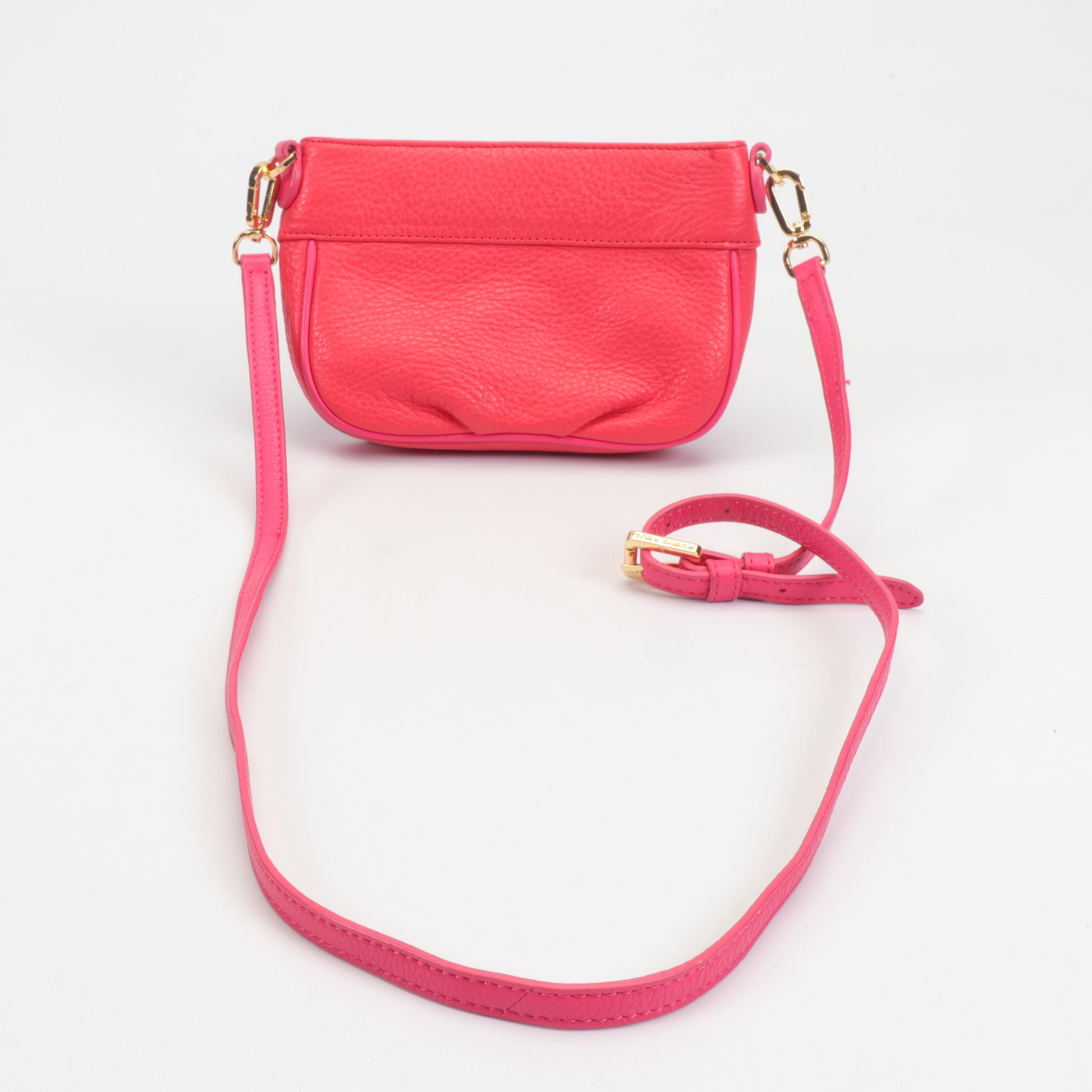 Tory Burch Pink and Red Pebbled Leather Crossbody Bag