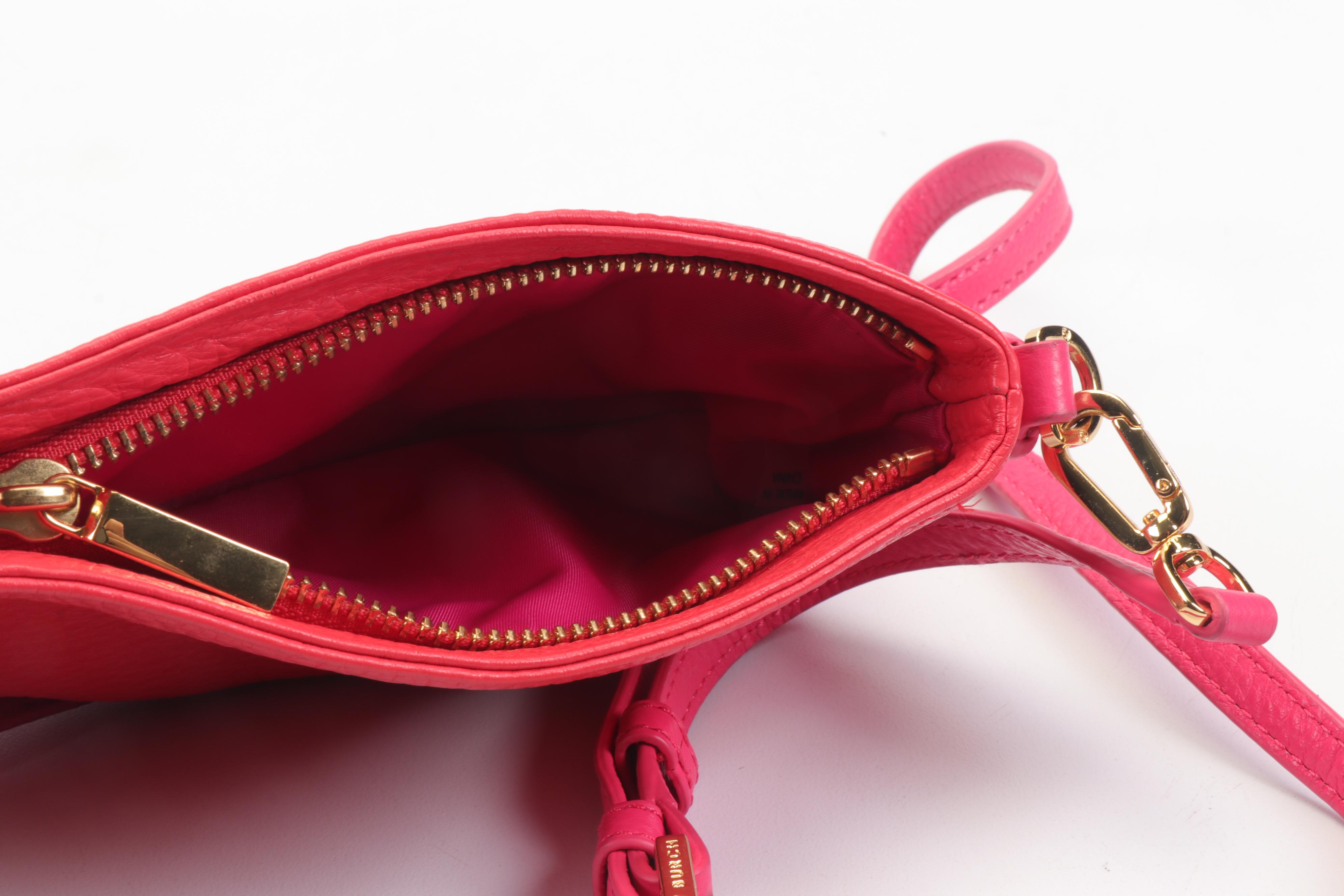 Tory Burch Pink and Red Pebbled Leather Crossbody Bag