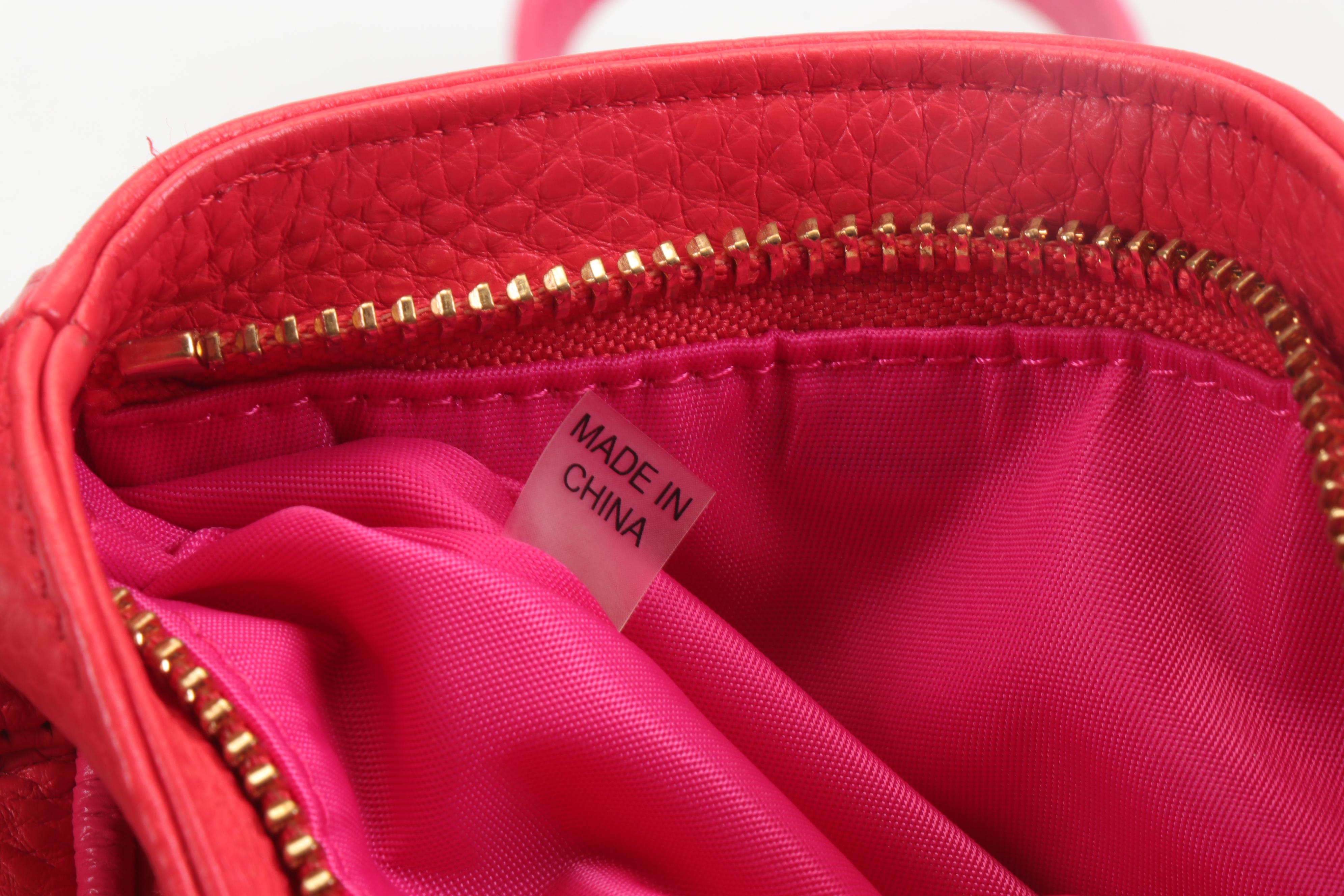 Tory Burch Pink and Red Pebbled Leather Crossbody Bag