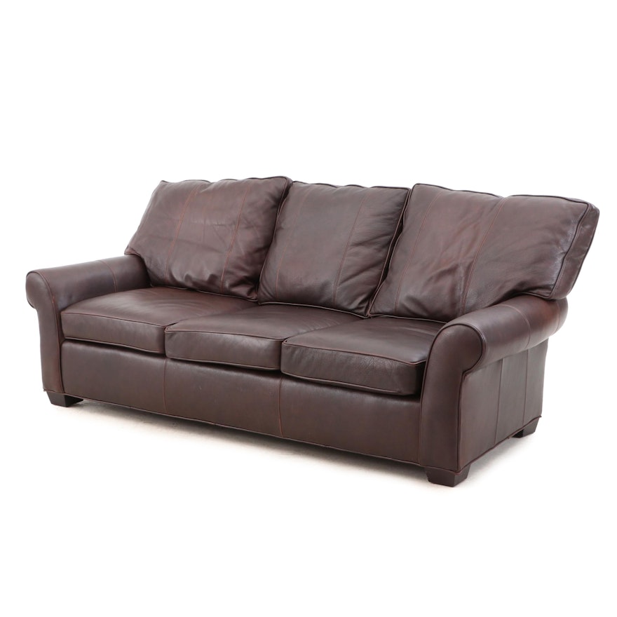 Arhaus Furniture Leather Sofa, Contemporary