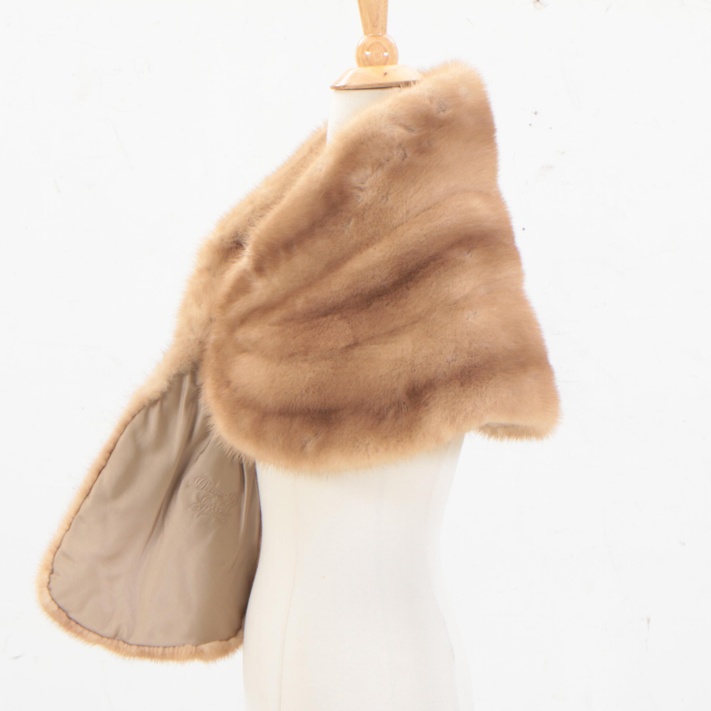 Pastel Mink Fur Stole from Gartenhaus Furs, Vintage