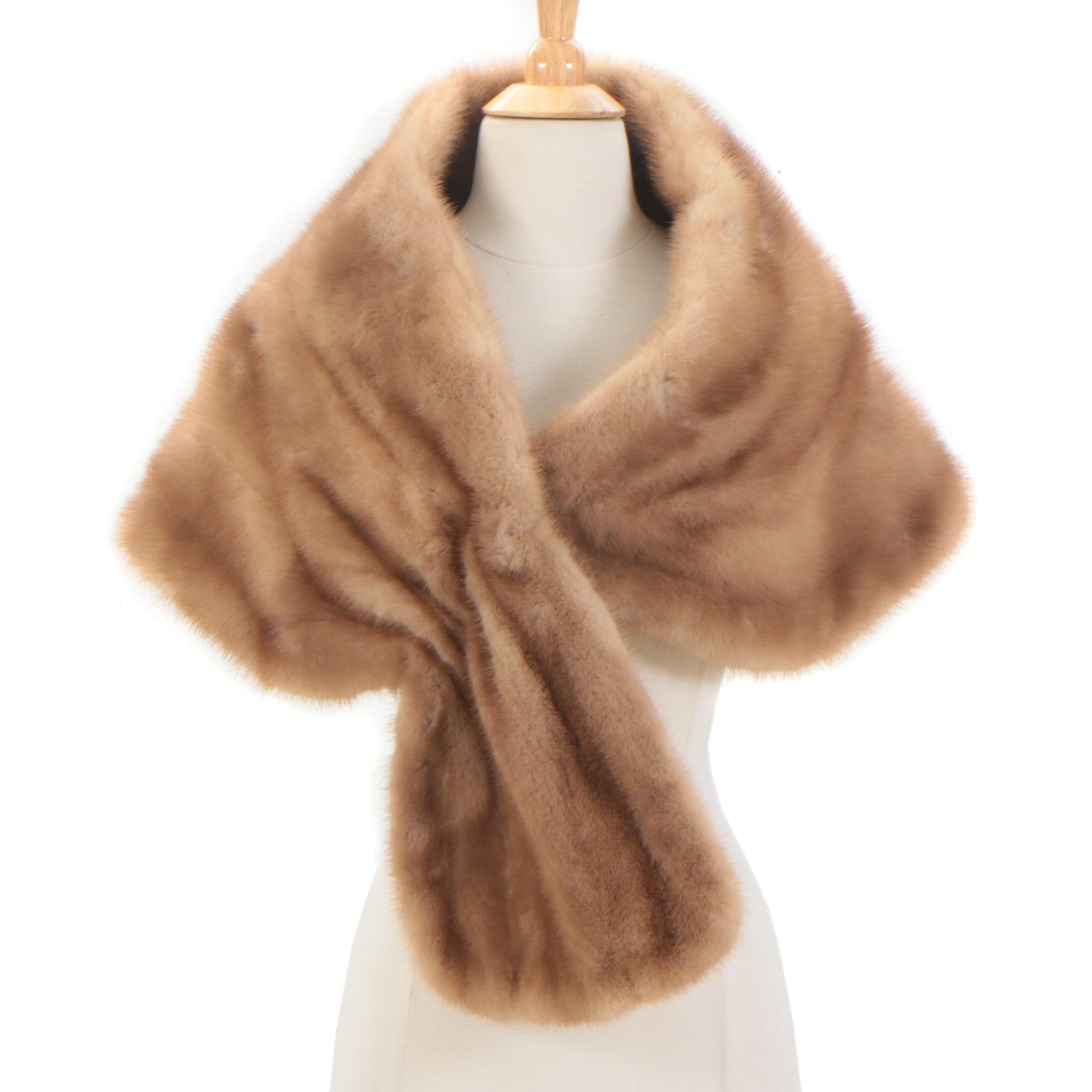 Pastel Mink Fur Stole from Gartenhaus Furs, Vintage