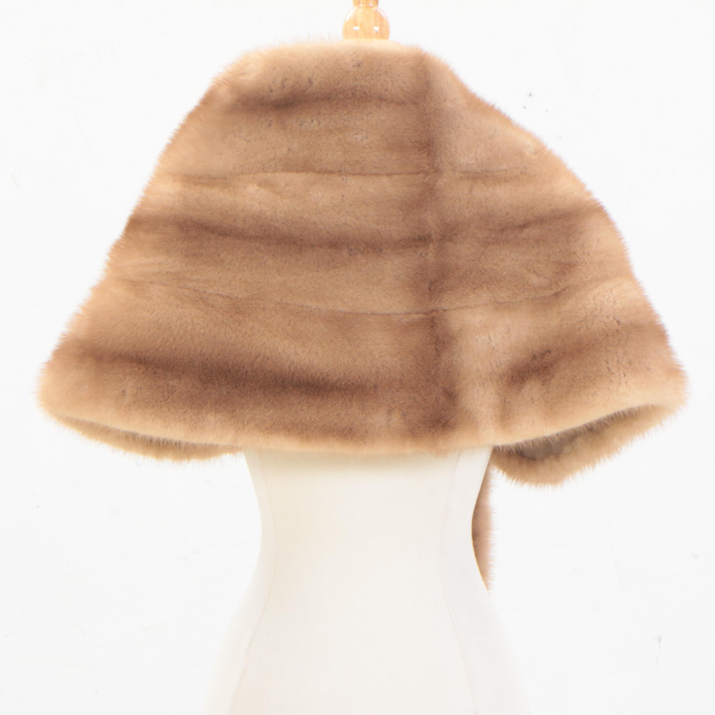 Pastel Mink Fur Stole from Gartenhaus Furs, Vintage