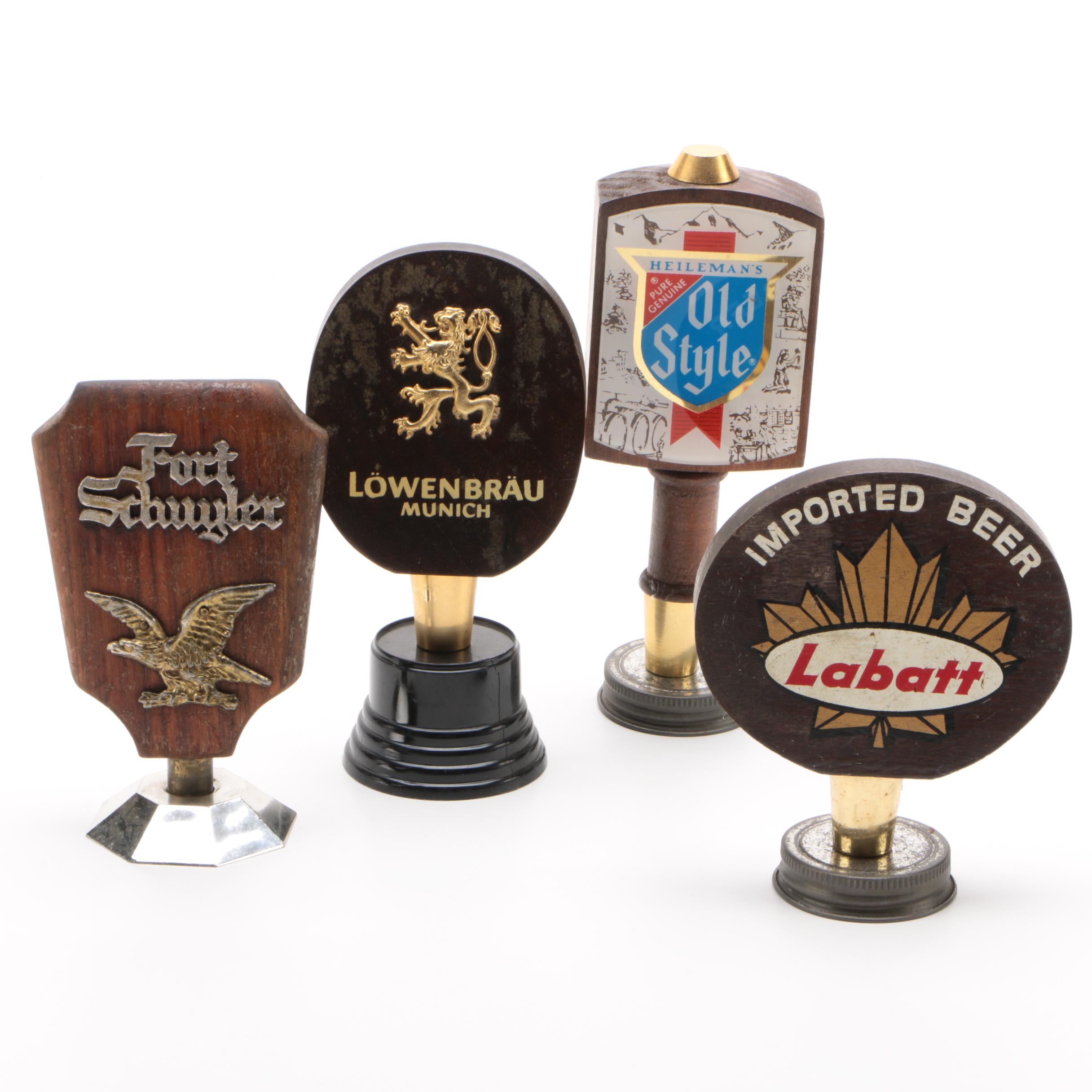 Löwenbräu, Labatt, Heileman's Old Style, and Fort Schayler Beer Tap Handles