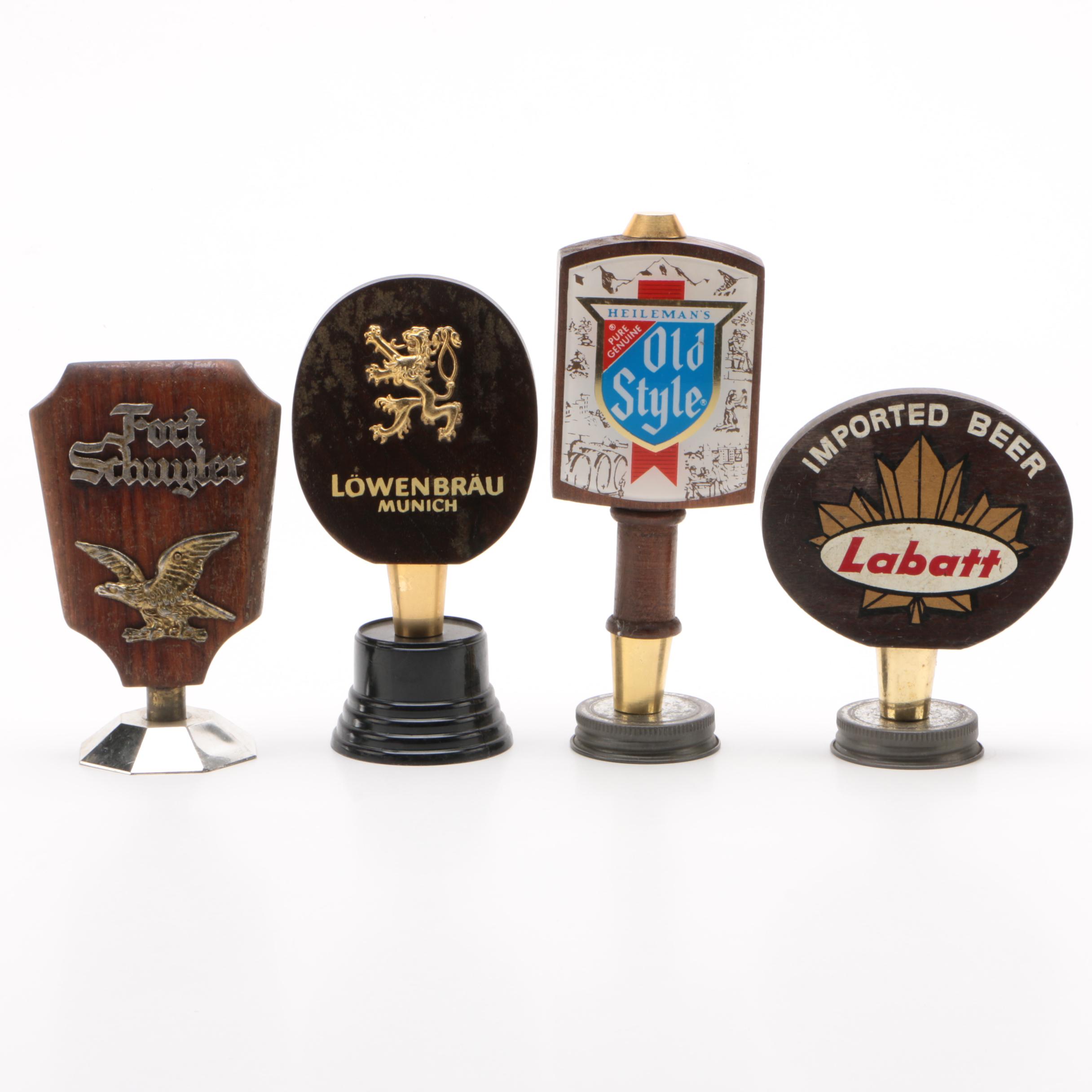 Löwenbräu, Labatt, Heileman's Old Style, and Fort Schayler Beer Tap Handles