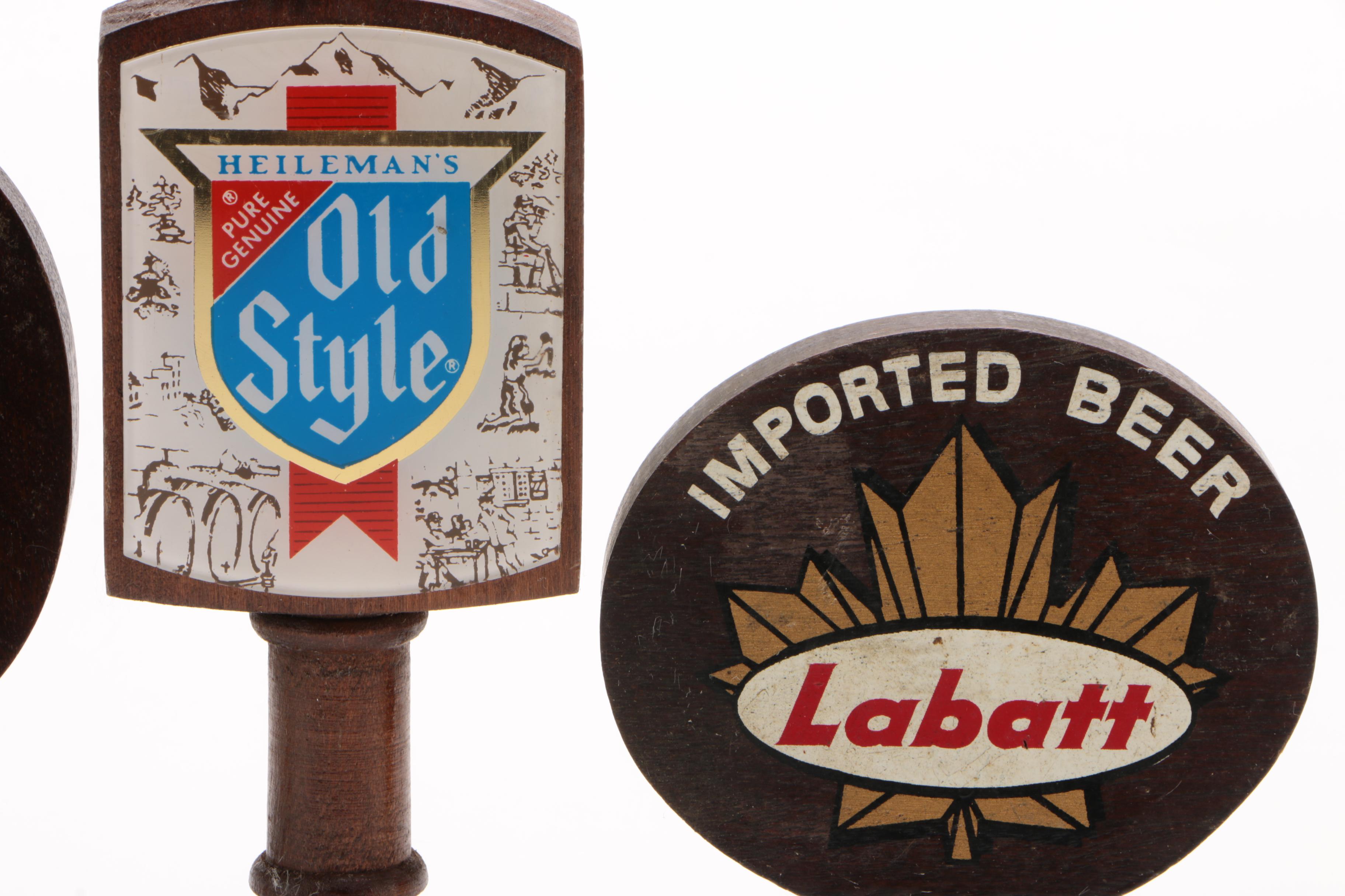 Löwenbräu, Labatt, Heileman's Old Style, and Fort Schayler Beer Tap Handles