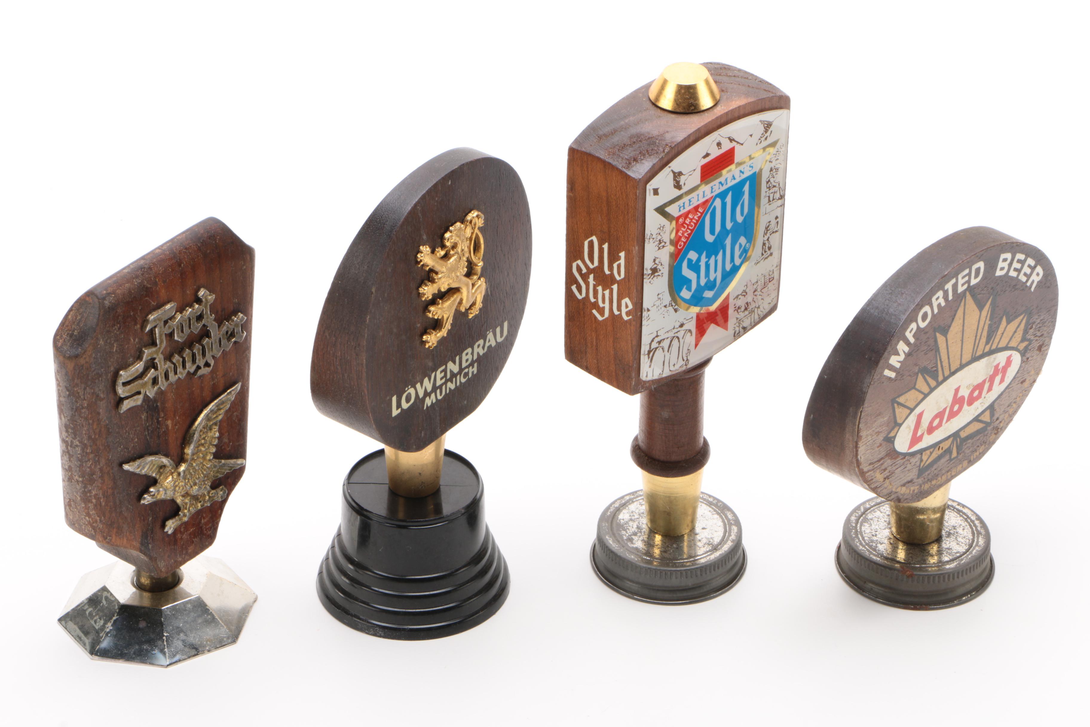 Löwenbräu, Labatt, Heileman's Old Style, and Fort Schayler Beer Tap Handles