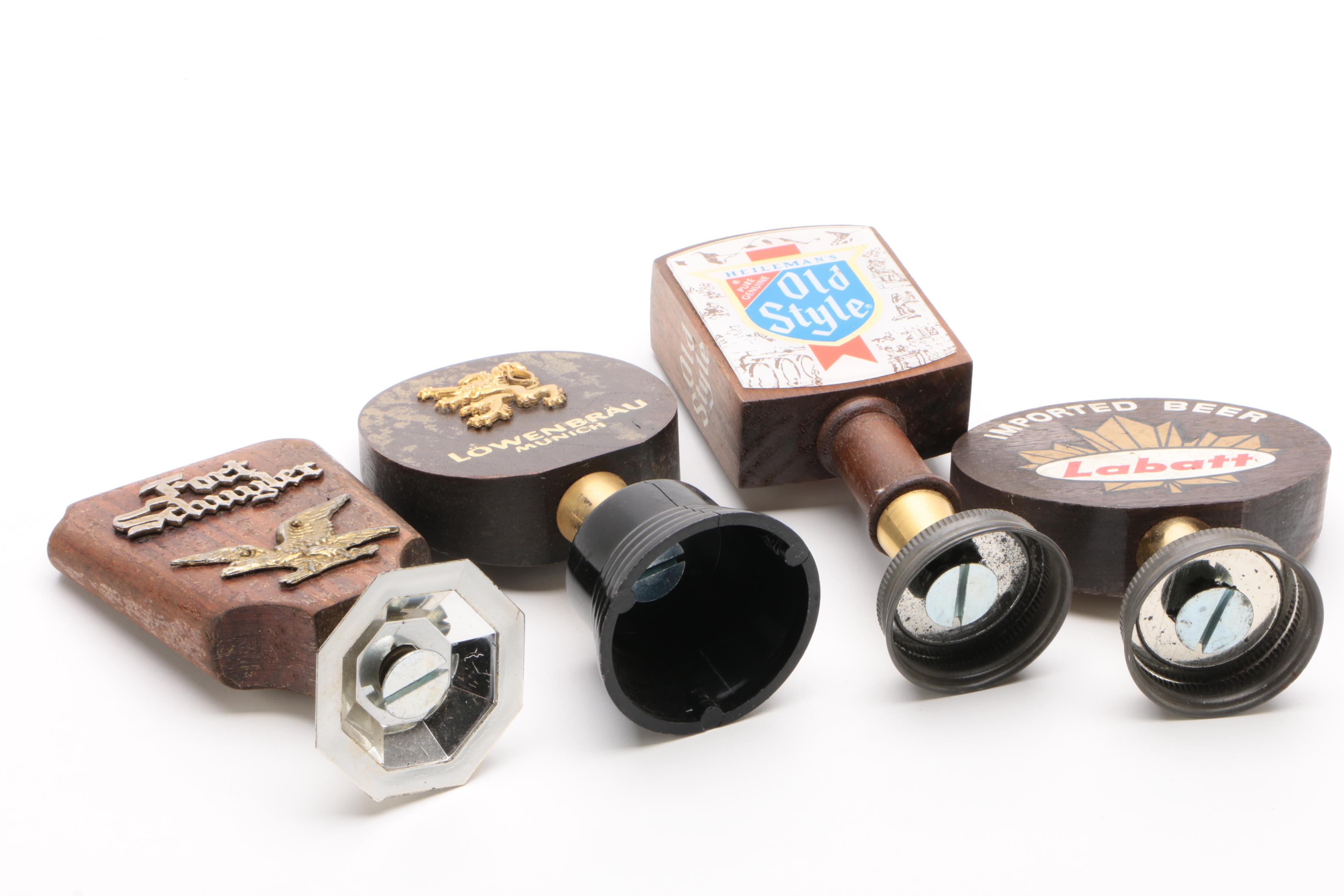 Löwenbräu, Labatt, Heileman's Old Style, and Fort Schayler Beer Tap Handles