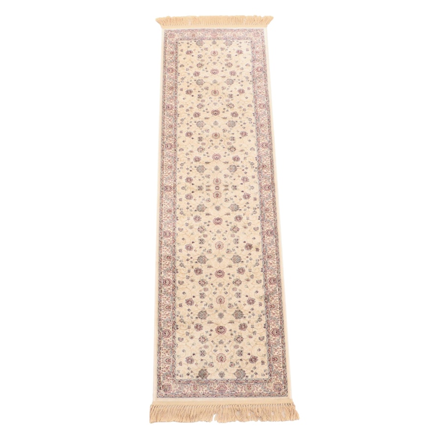 Machine Made Persian Style Wool and Artificial Silk Floral Carpet Runner