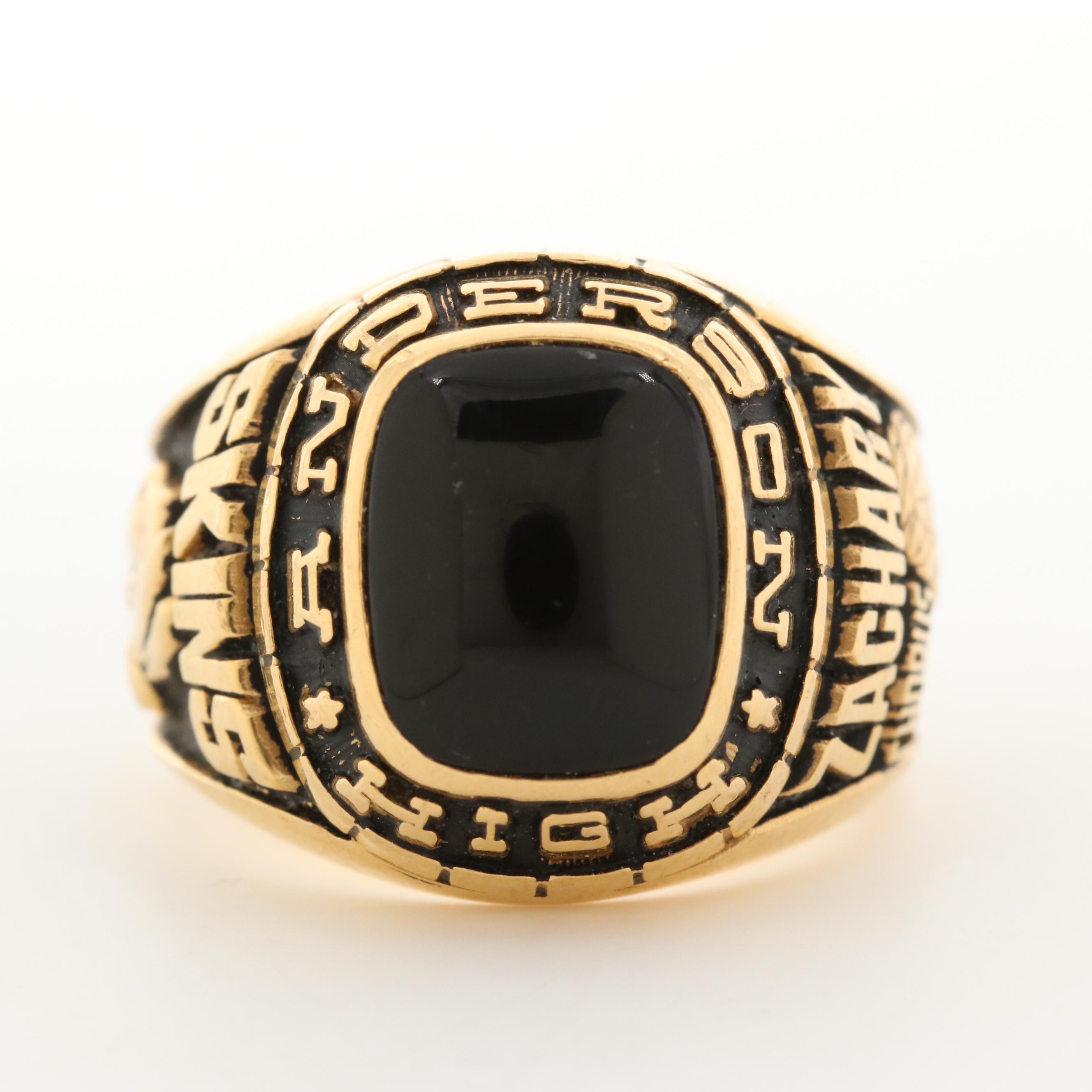 Jostens 18K Gold Black Onyx "Anderson High School" Class Ring