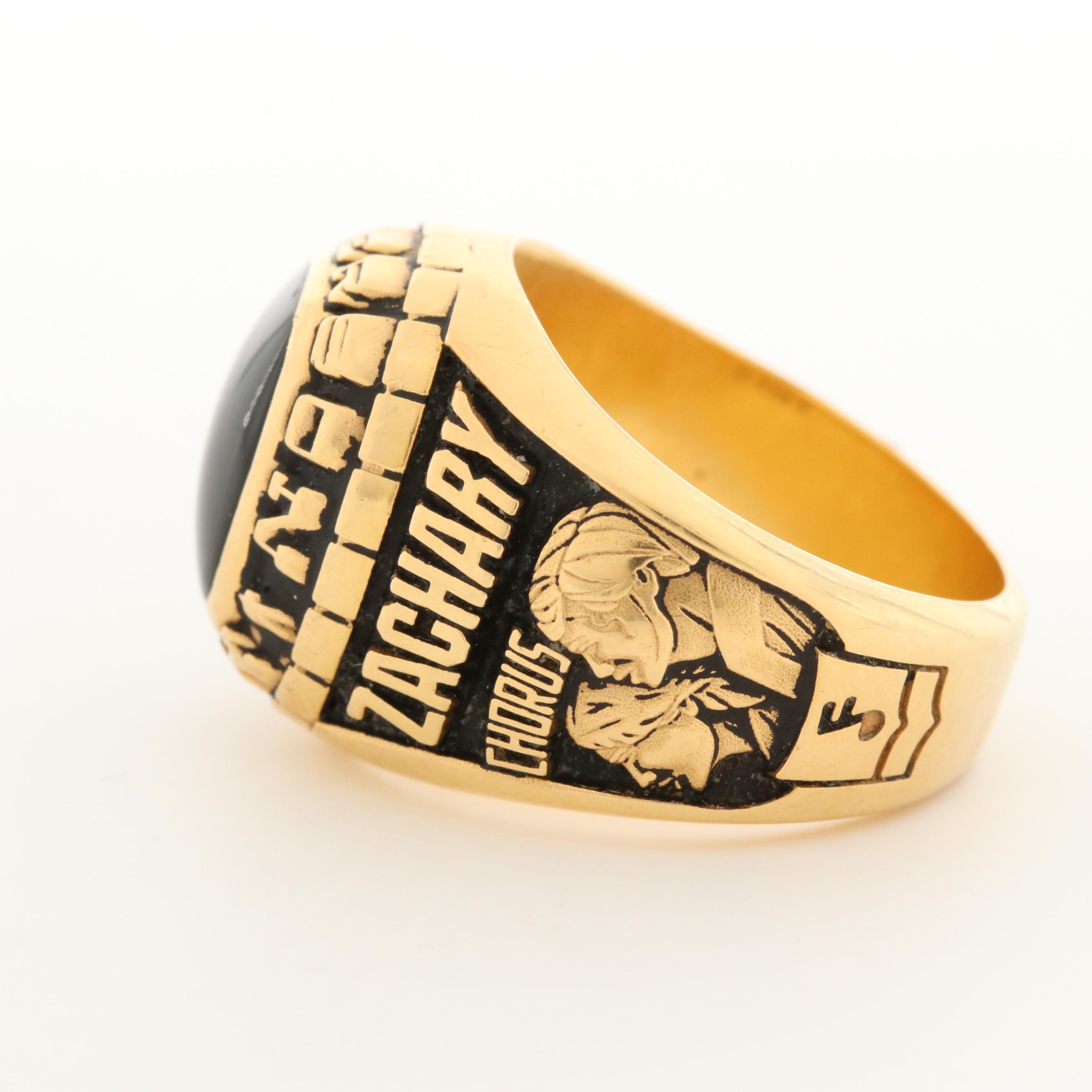 Jostens 18K Gold Black Onyx "Anderson High School" Class Ring