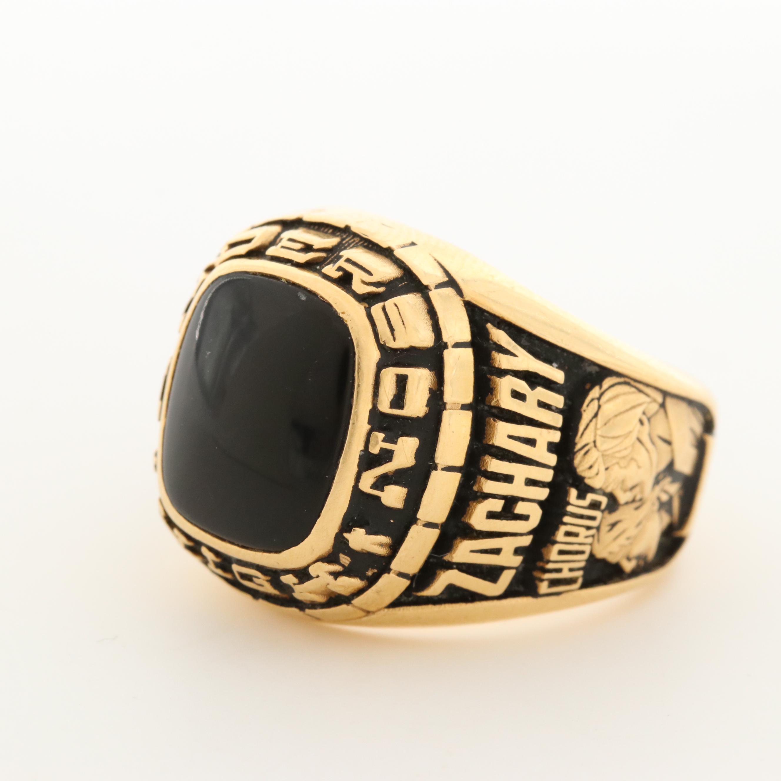 Jostens 18K Gold Black Onyx "Anderson High School" Class Ring