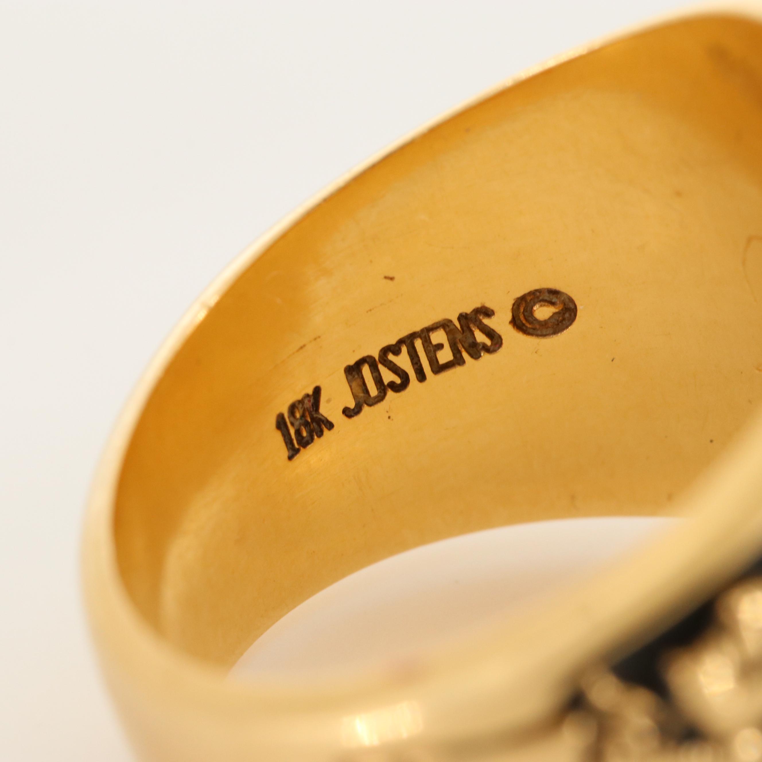 Jostens 18K Gold Black Onyx "Anderson High School" Class Ring