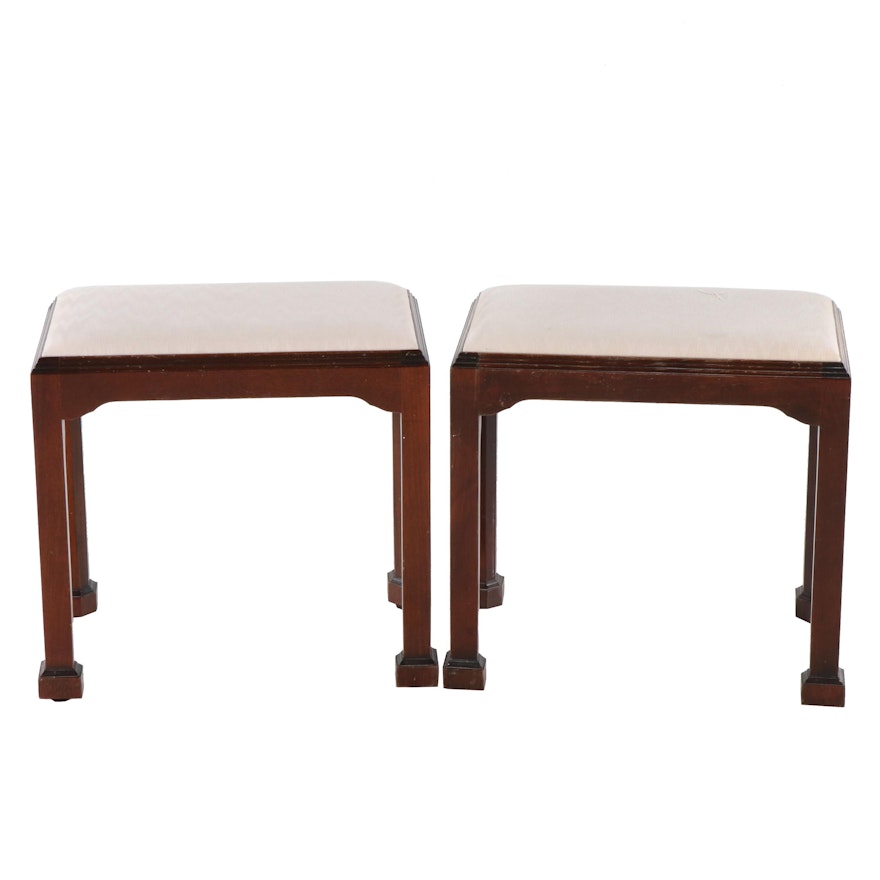 Madison Square Furniture Inc., Pair of George III Style Mahogany Stools