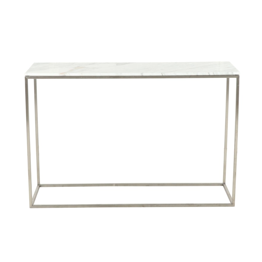 Contemporary Metal and White Marble Console Table