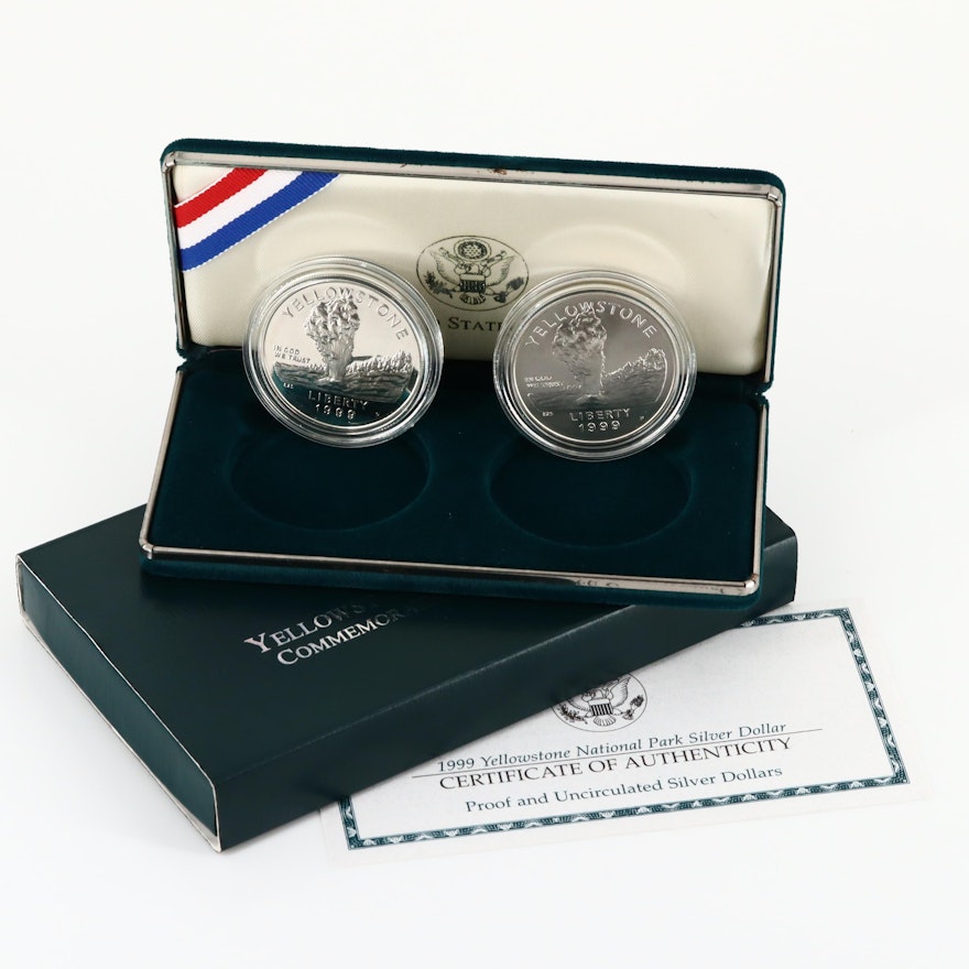 1999 Yellowstone National Park Silver Dollar Two-Coin Set