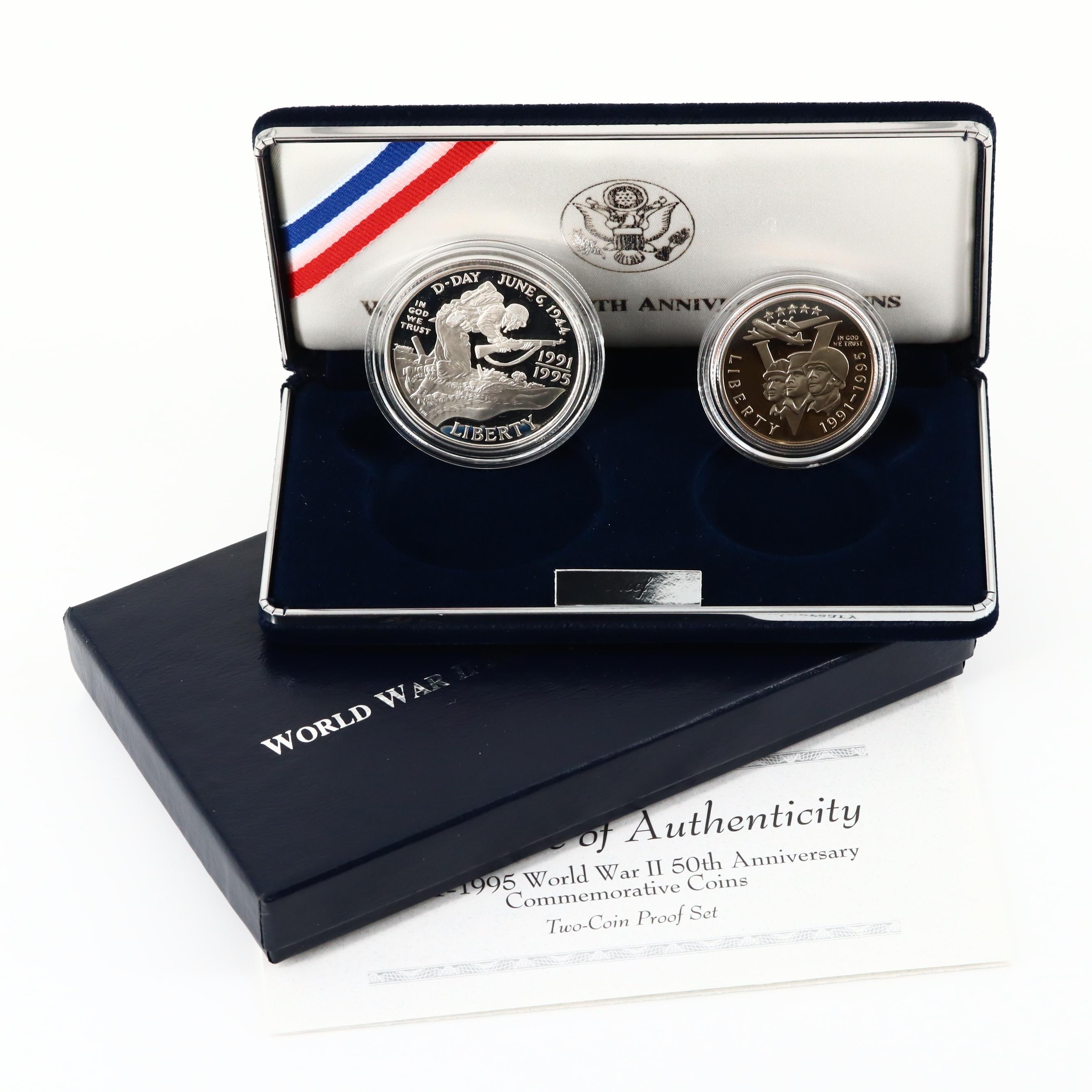 1991-1995 World War II 50th Anniversary Commemorative Two-Coin Set