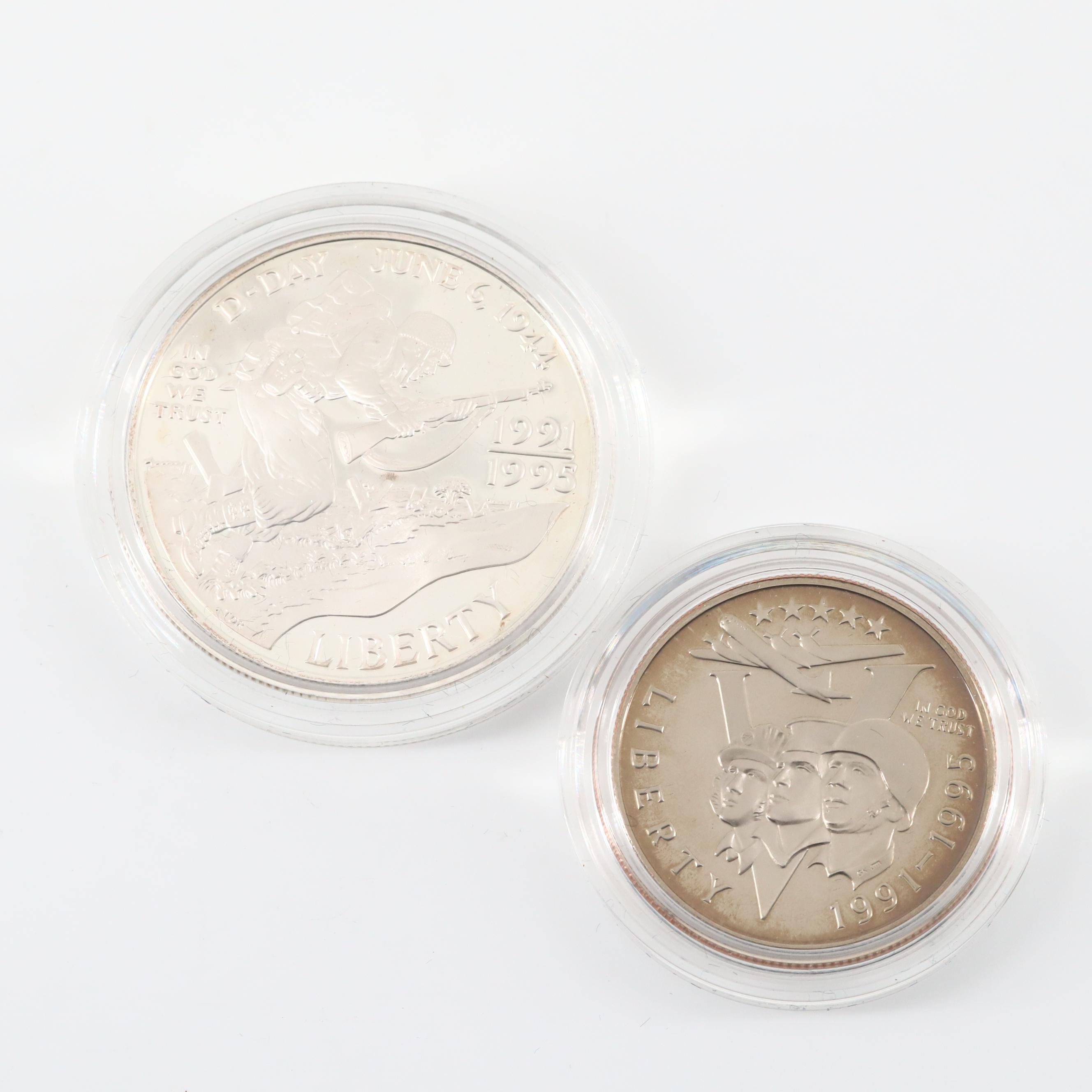 1991-1995 World War II 50th Anniversary Commemorative Two-Coin Set