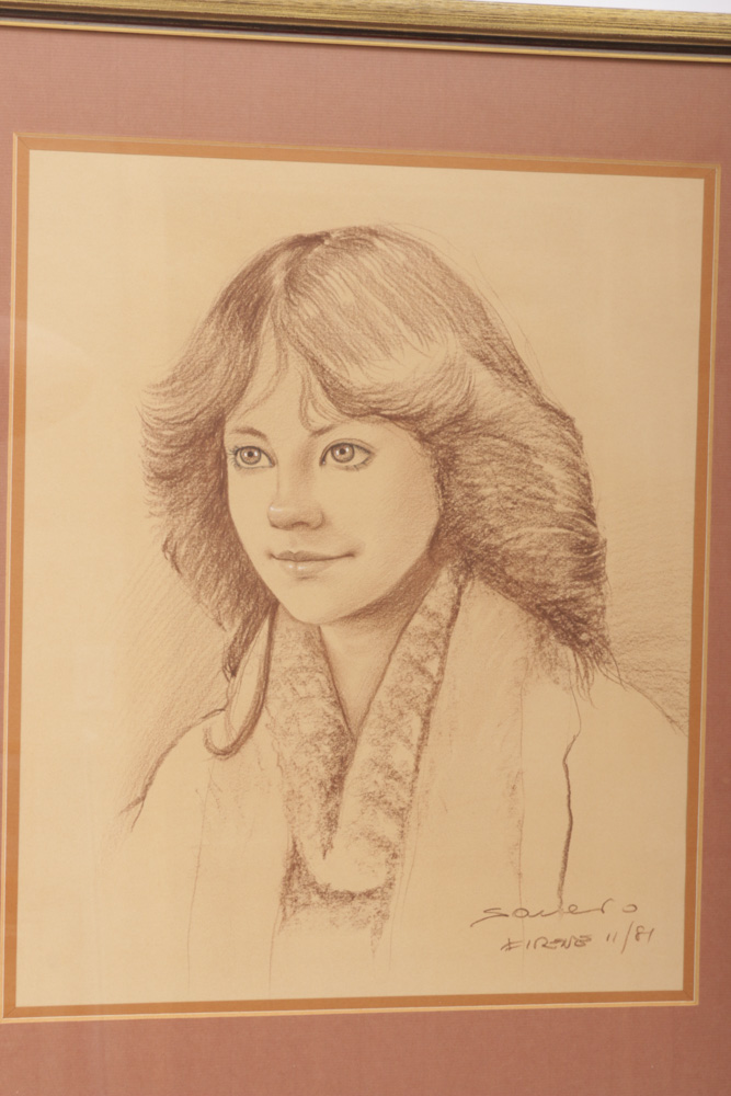 Charcoal Portrait Drawing "Irene", 1981