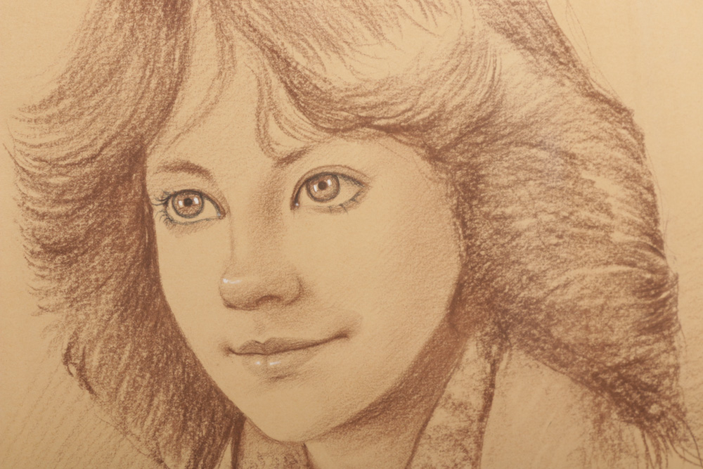 Charcoal Portrait Drawing "Irene", 1981