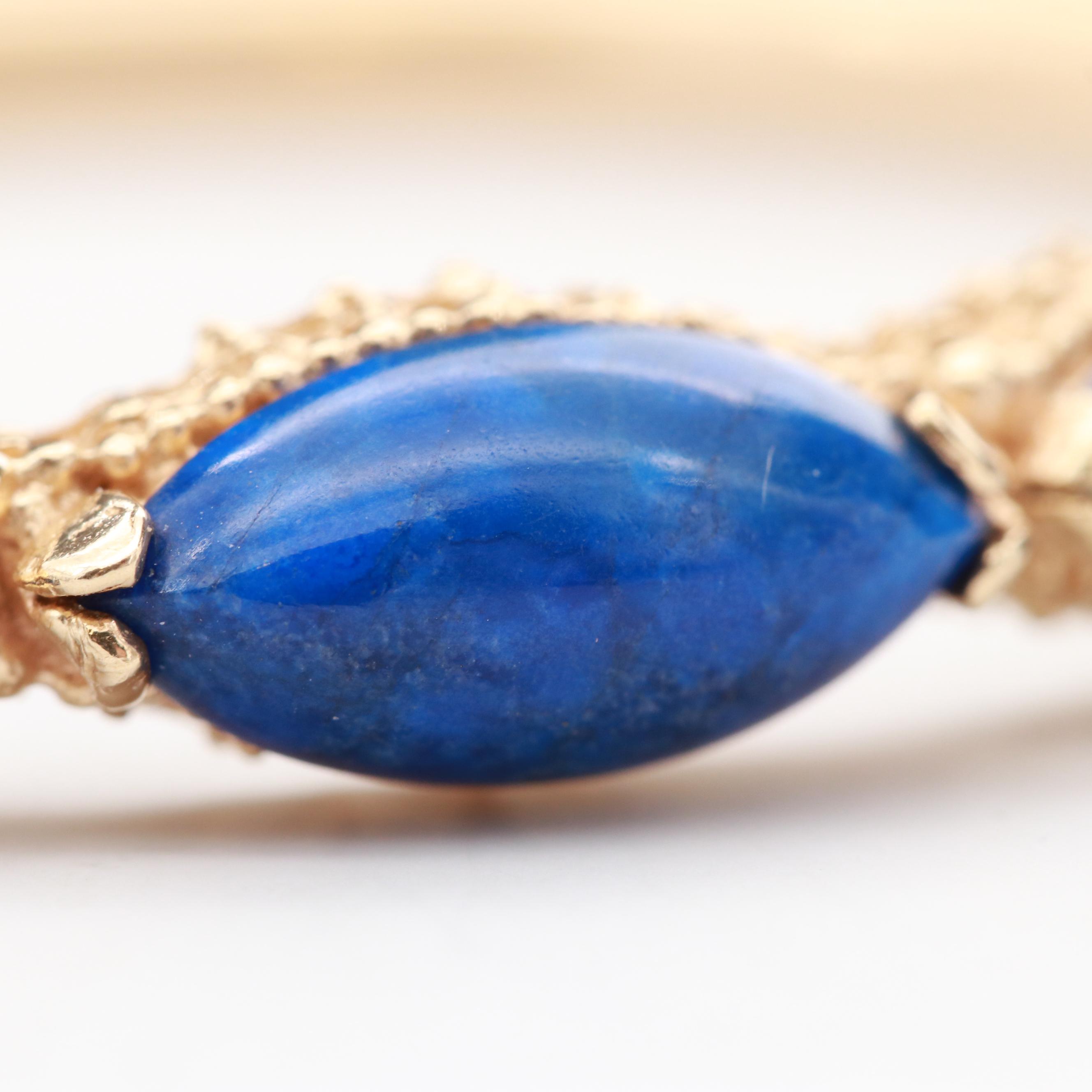 14K Yellow Gold Lapis Lazuli Bangle Bracelet