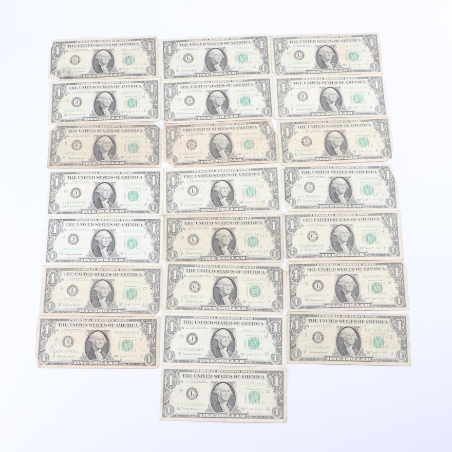 Twenty-Two Series 1963B "Barr Notes" including One Star note