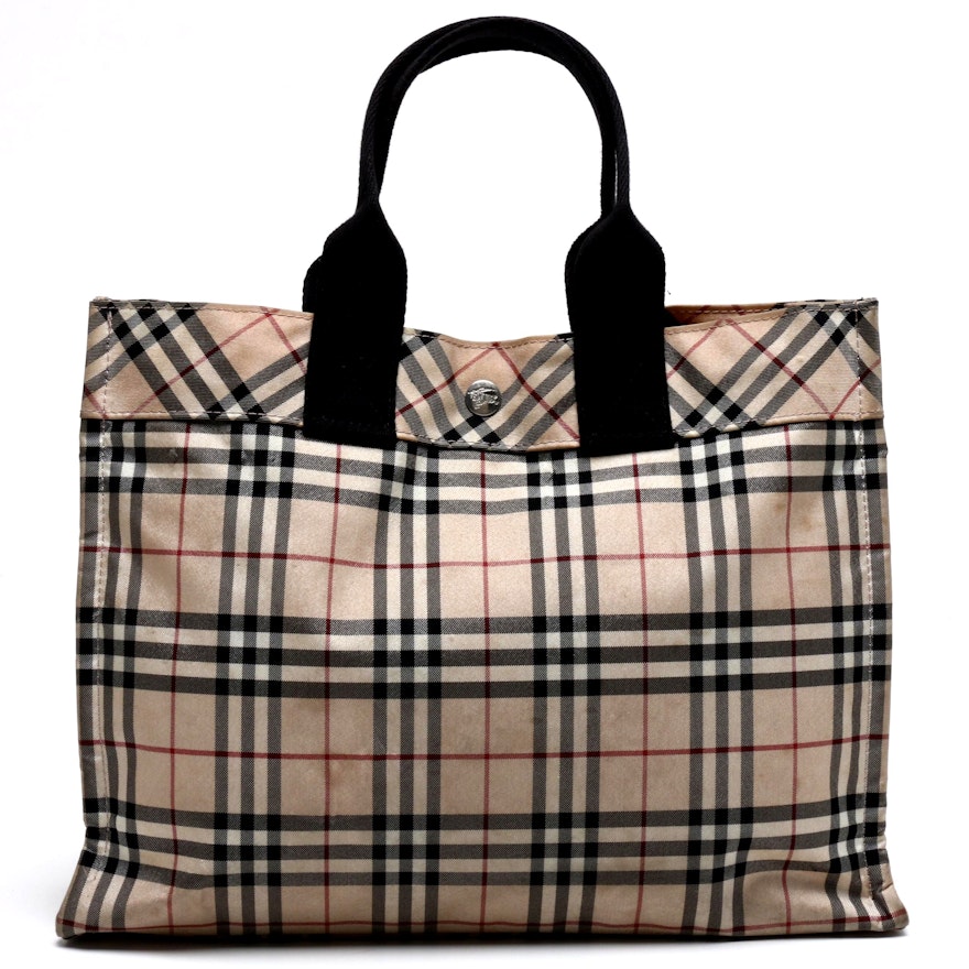 Burberry London Blue Label "Nova Check" Nylon Tote Bag