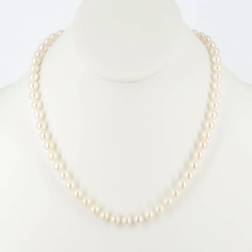 14K Yellow Gold Cultured Pearl Necklace