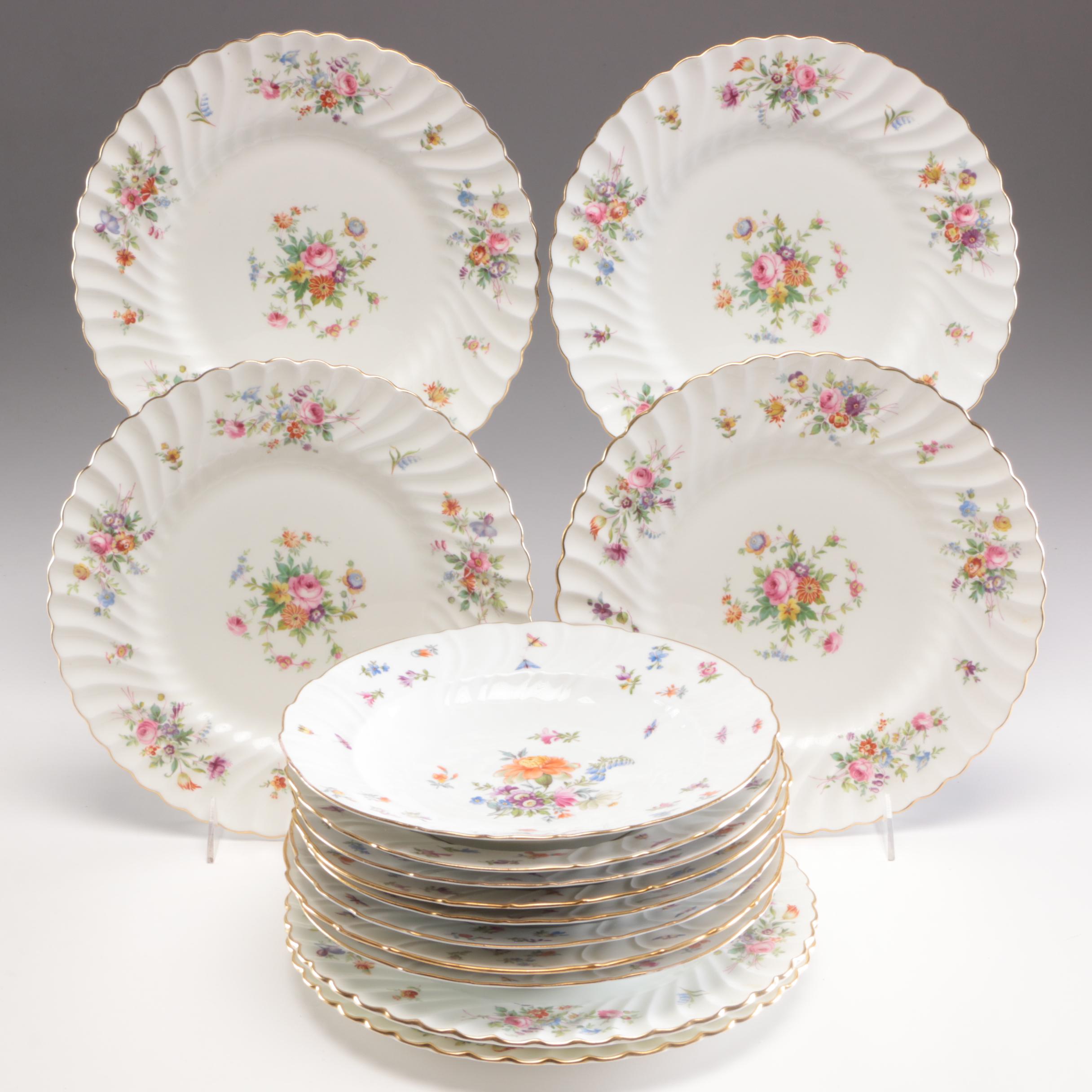 Mintons "Marlow" and Schlaggenwald Dinner Bowls and Dinner Plates
