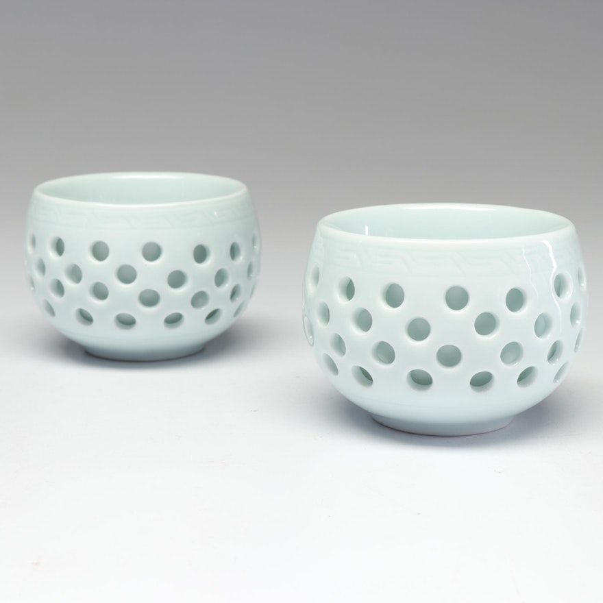 Chinese Celadon Porcelain Rice Bowls