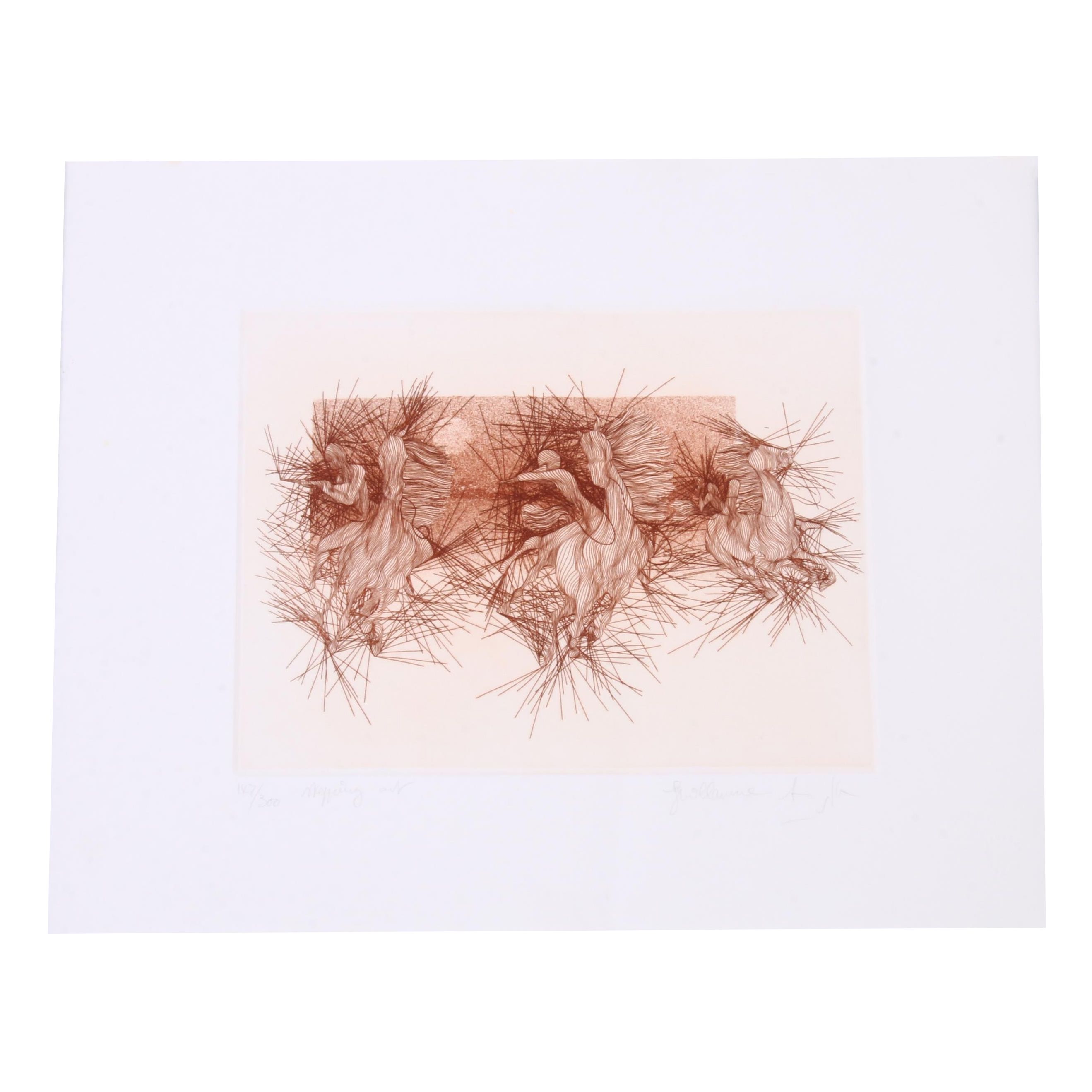 Guillaume Azoulay Etching 'Stepping Out"