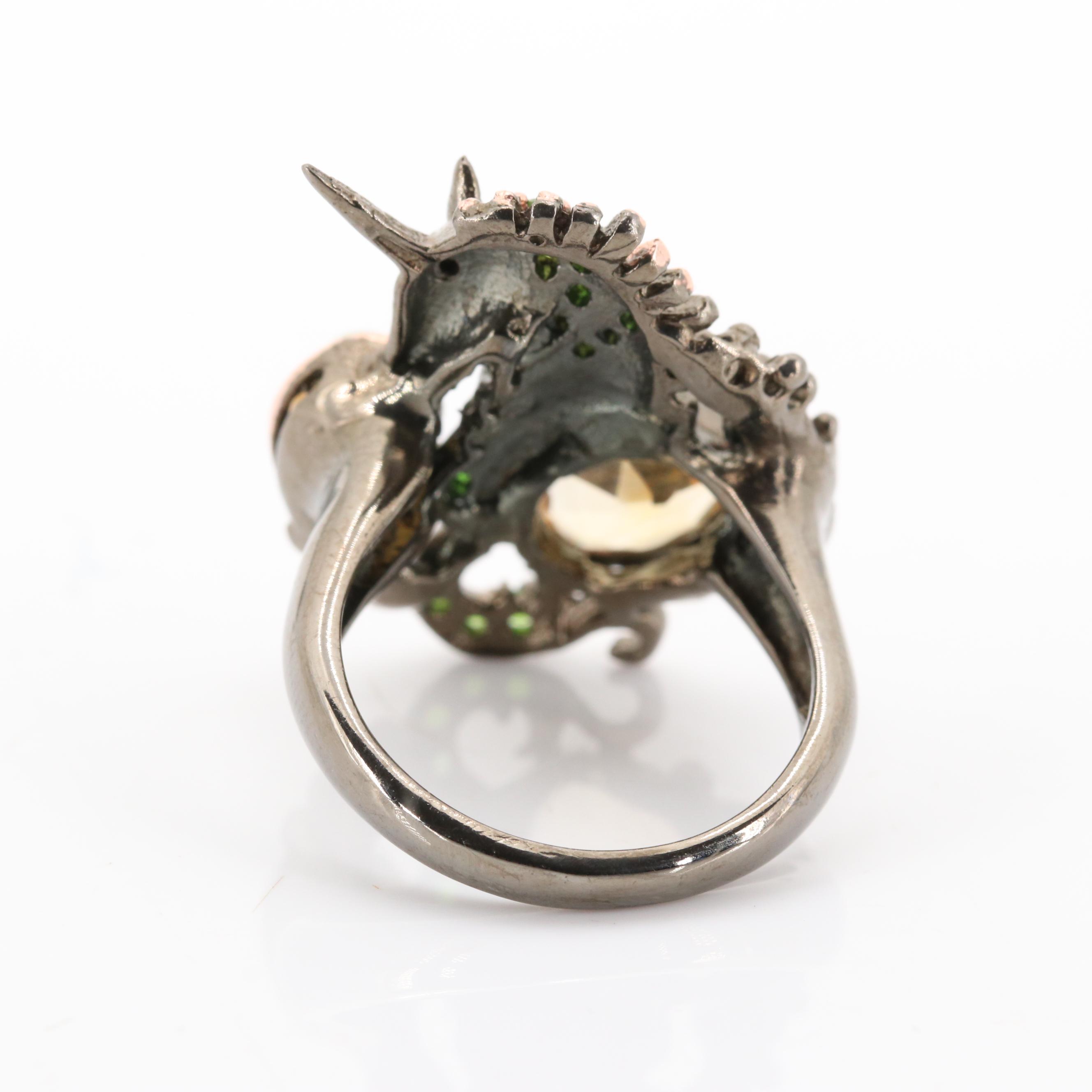 Sterling Silver Multi-Gemstone Unicorn Ring