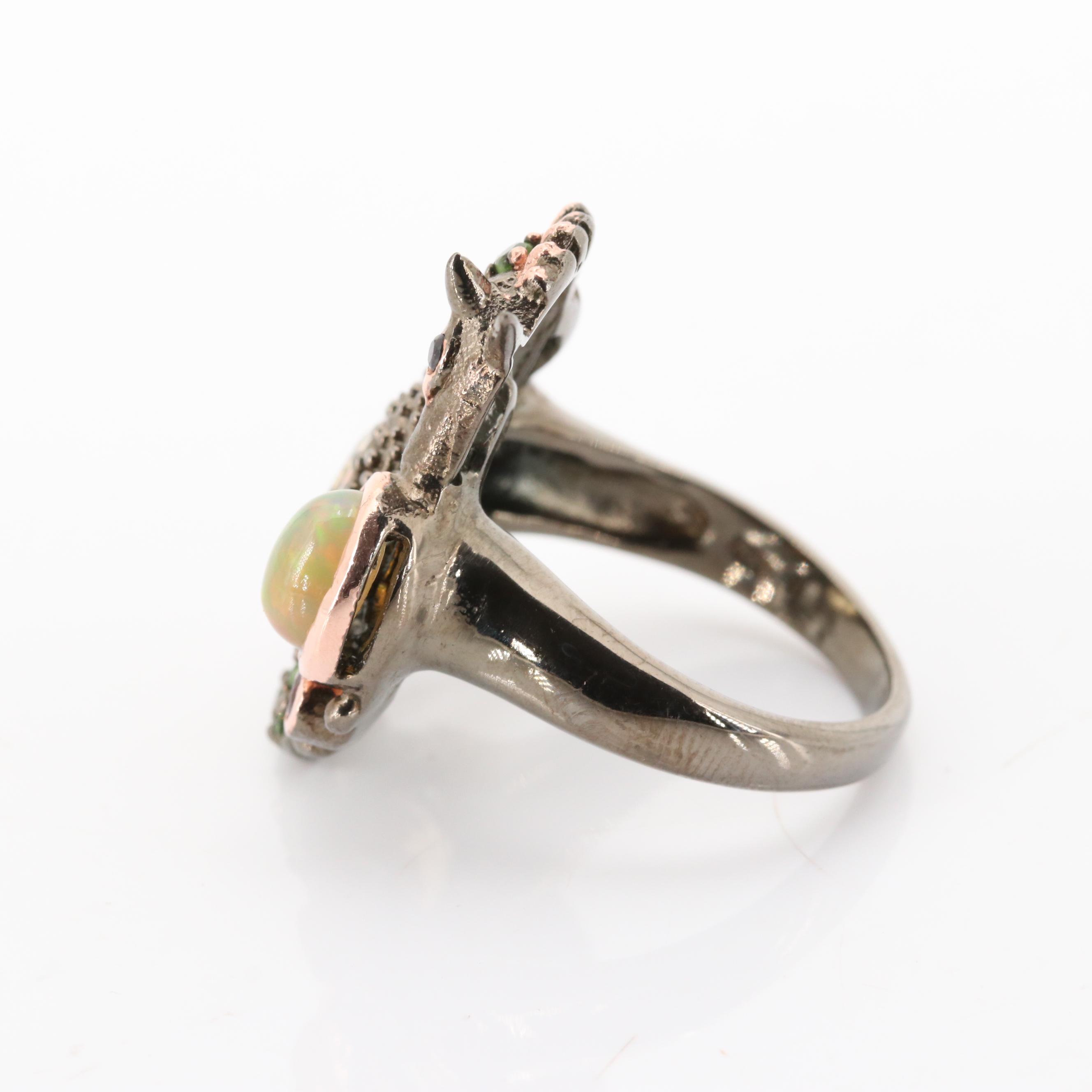 Sterling Silver Multi-Gemstone Unicorn Ring