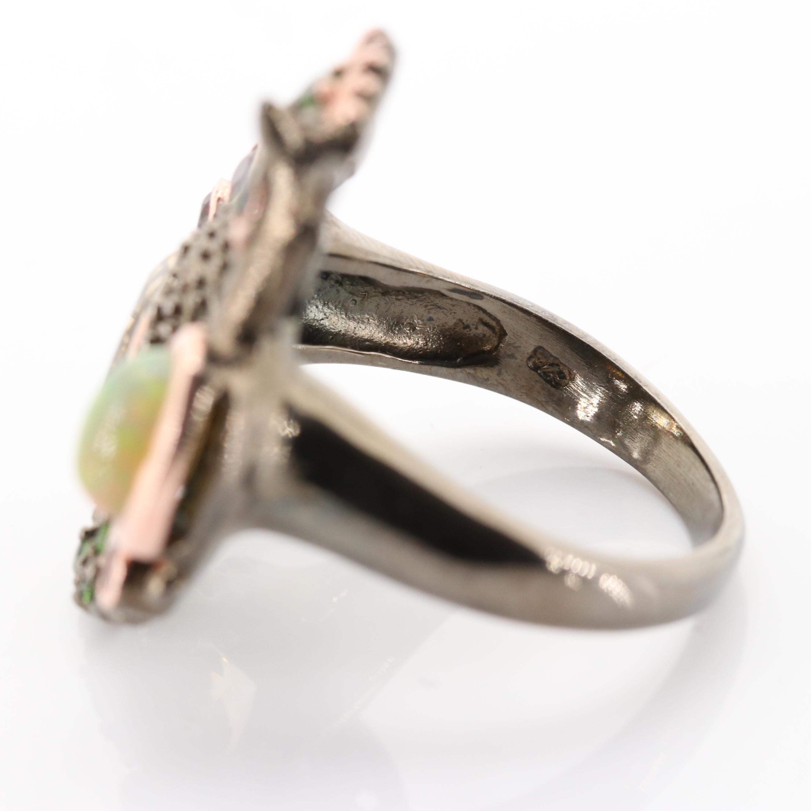 Sterling Silver Multi-Gemstone Unicorn Ring