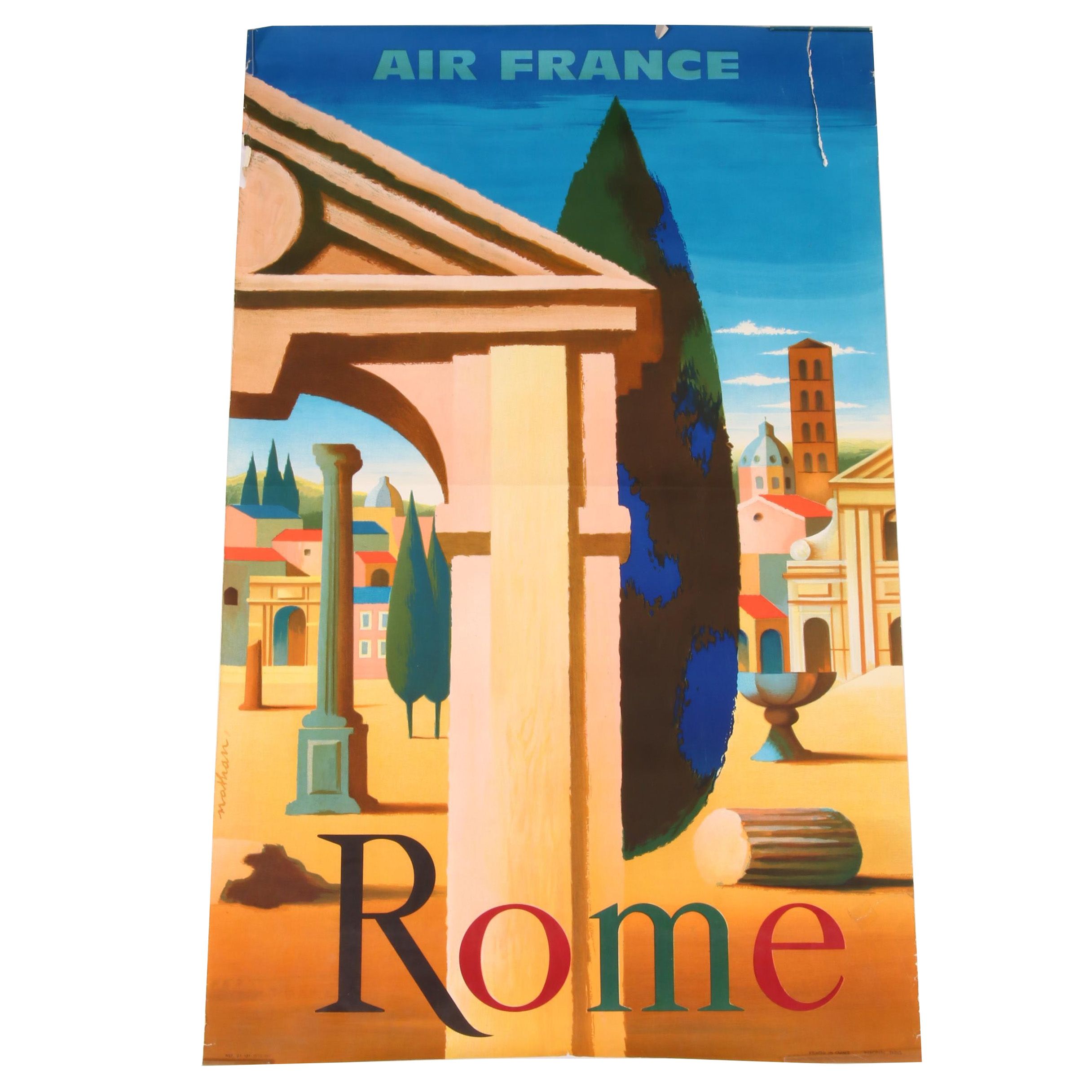 Jacques Nathan-Garamond Travel Poster for Air France to Rome
