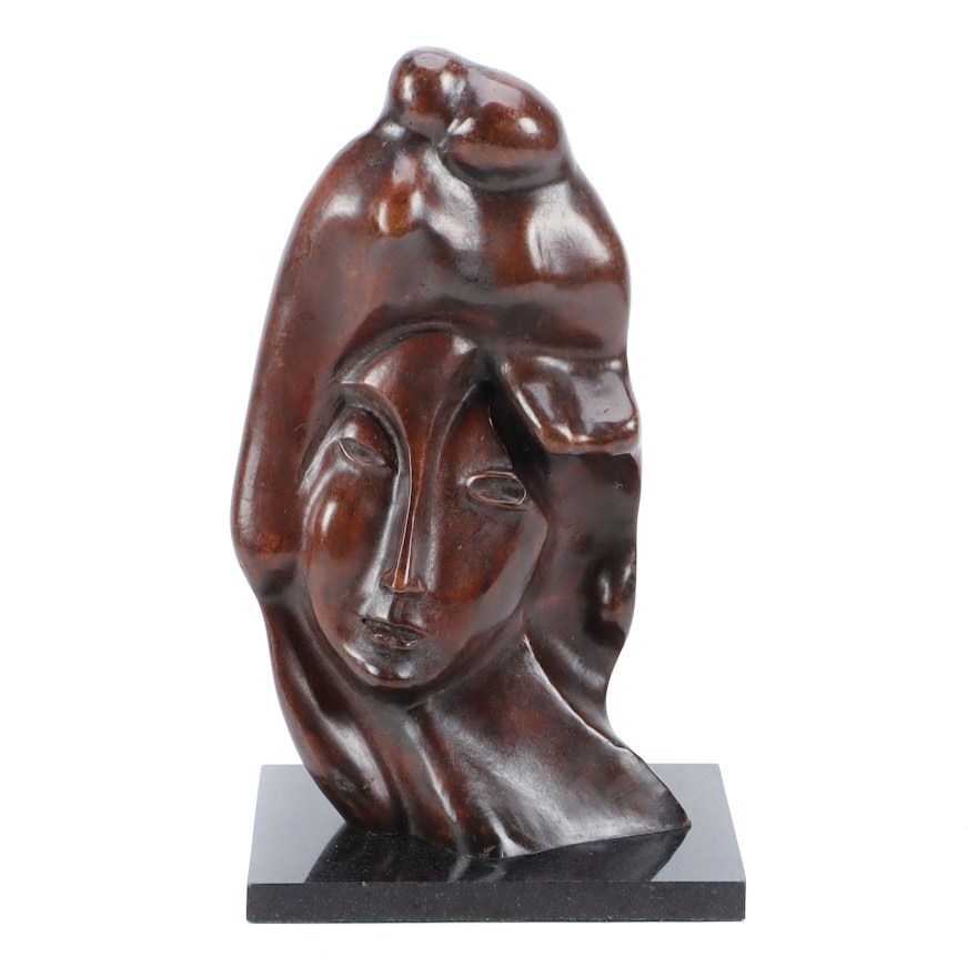 Cast Bronze Stylized Portrait Sculpture after Alexander Archipenko