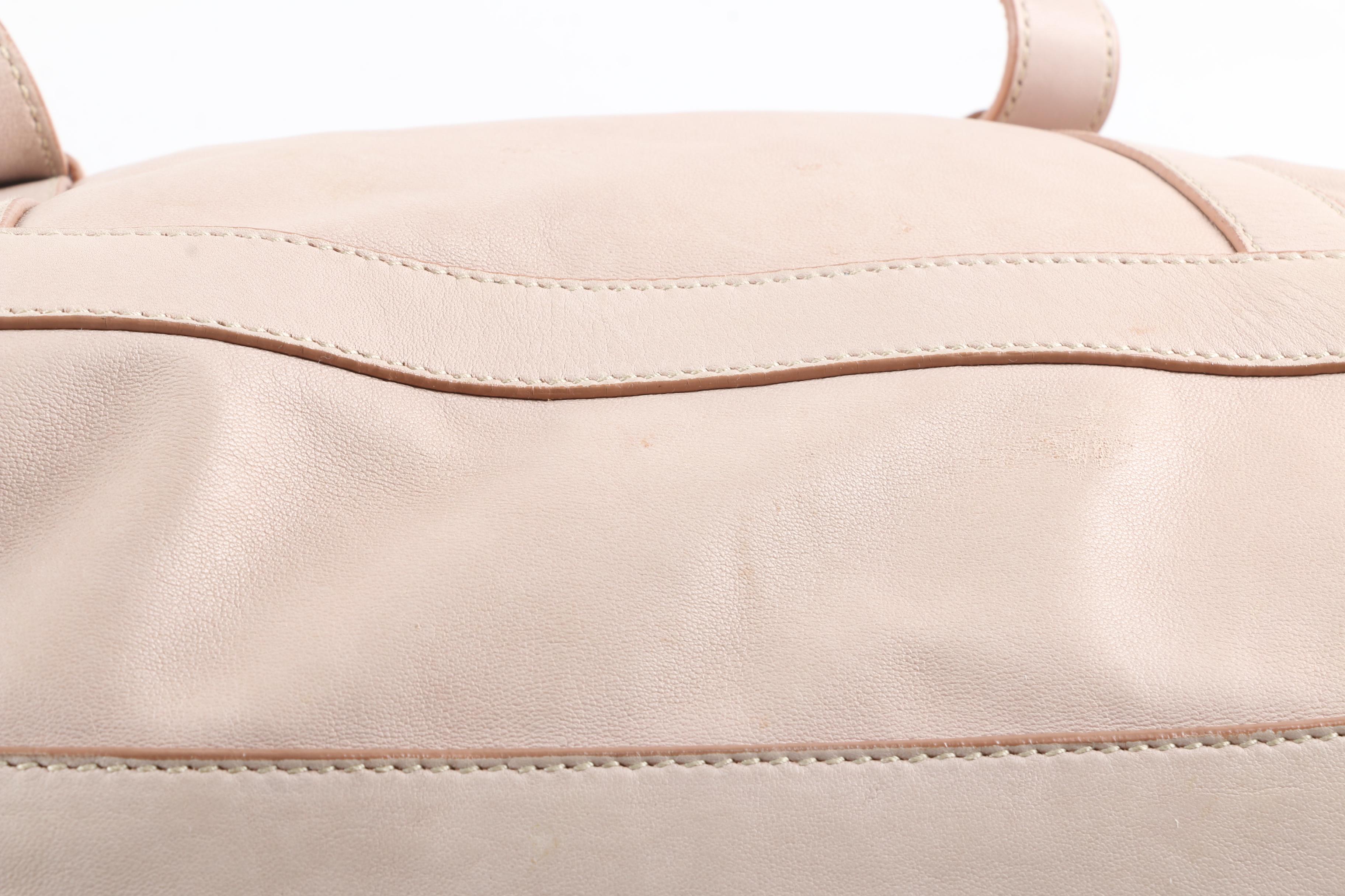 Prada Cipria Nappa Delave' Leather Buckle Strap Satchel