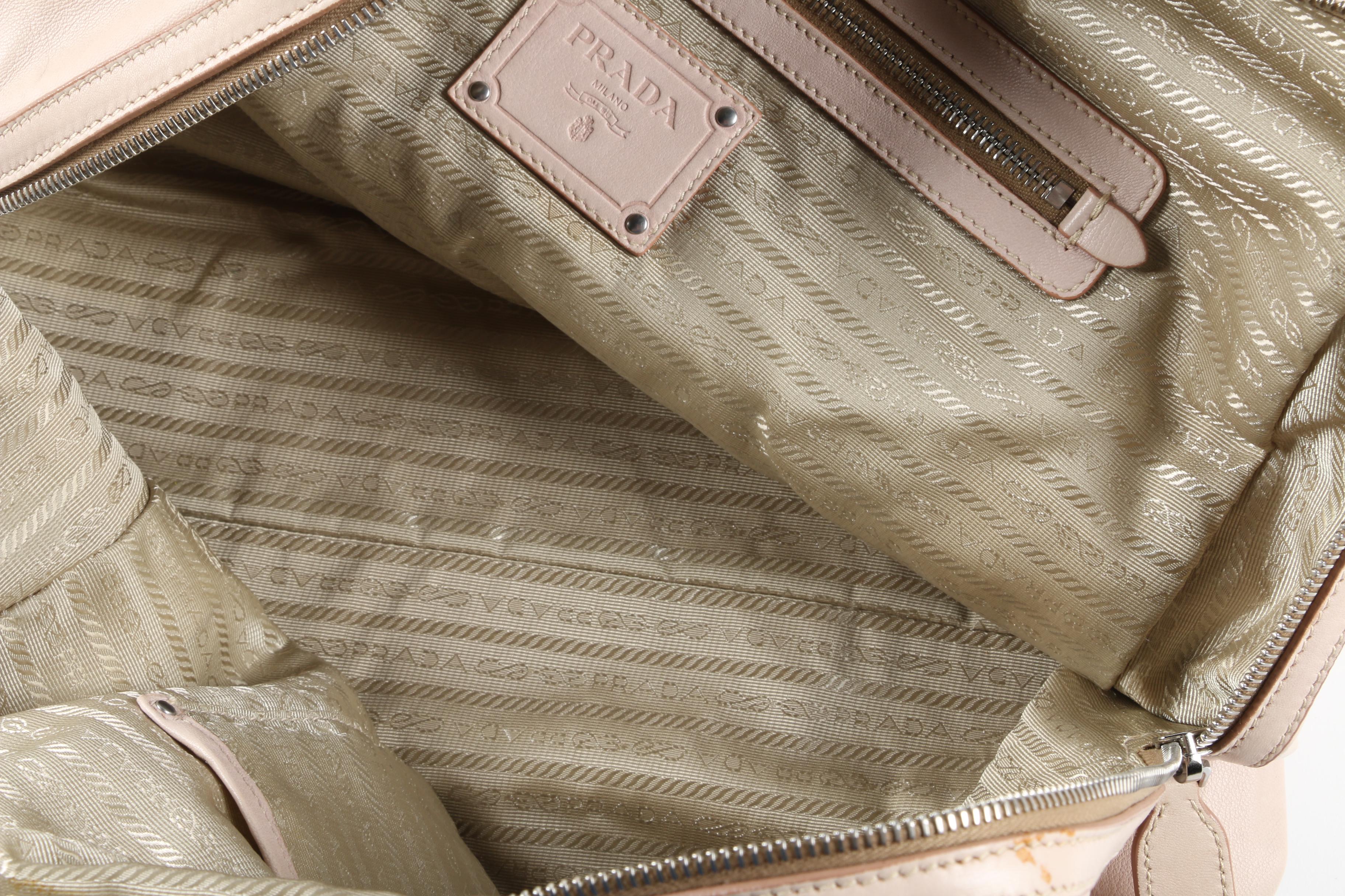 Prada Cipria Nappa Delave' Leather Buckle Strap Satchel