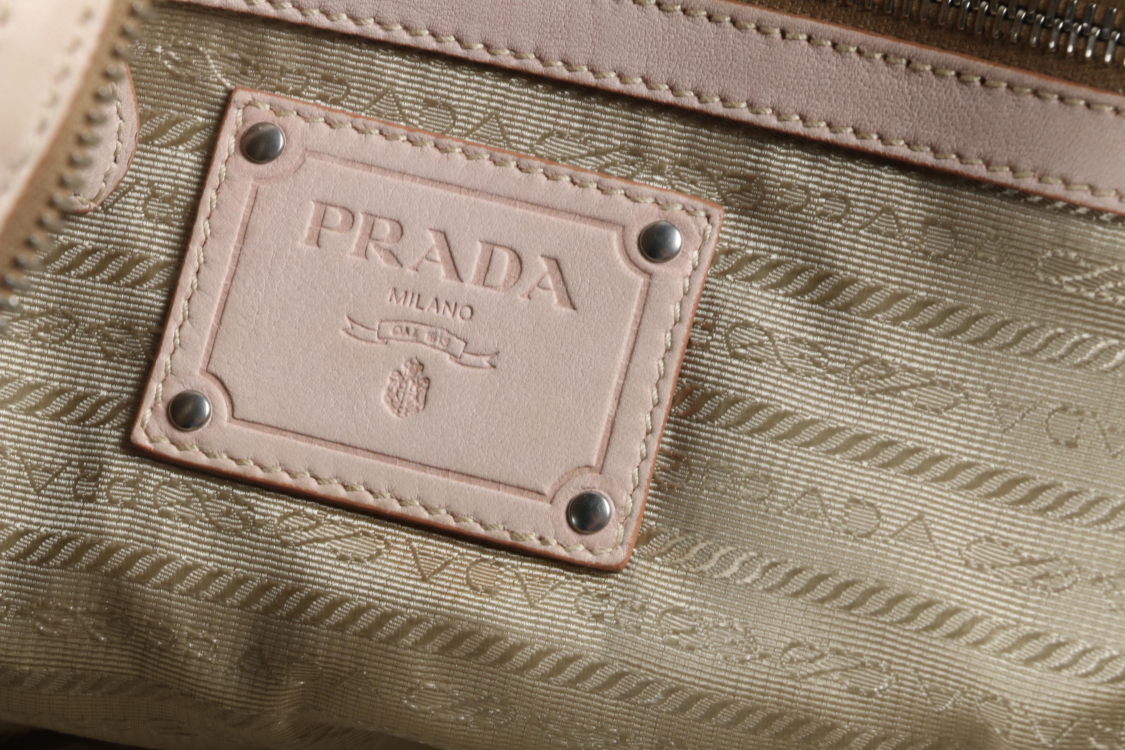 Prada Cipria Nappa Delave' Leather Buckle Strap Satchel