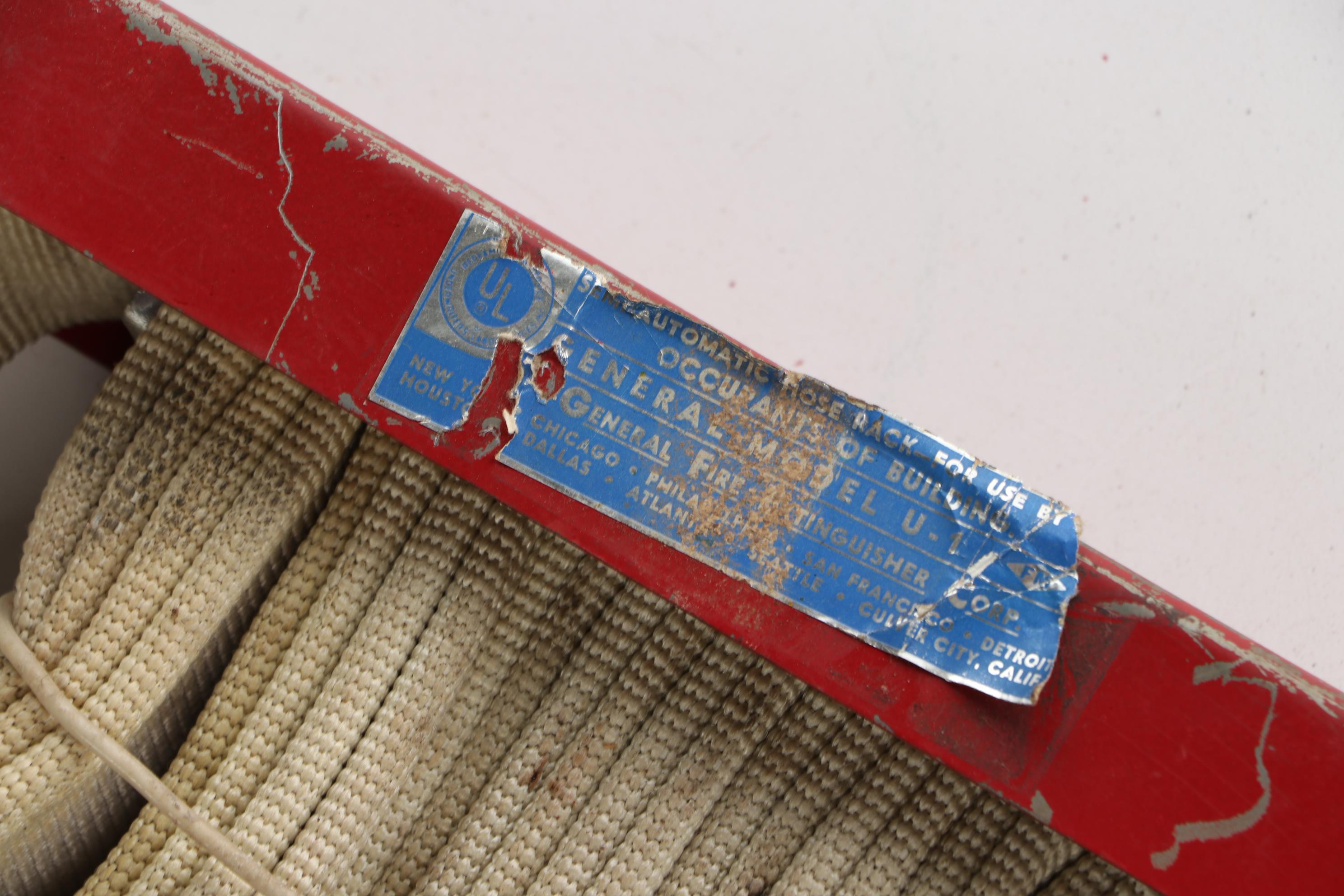 Fire Hose with Semi-Automatic Hose Rack, Vintage